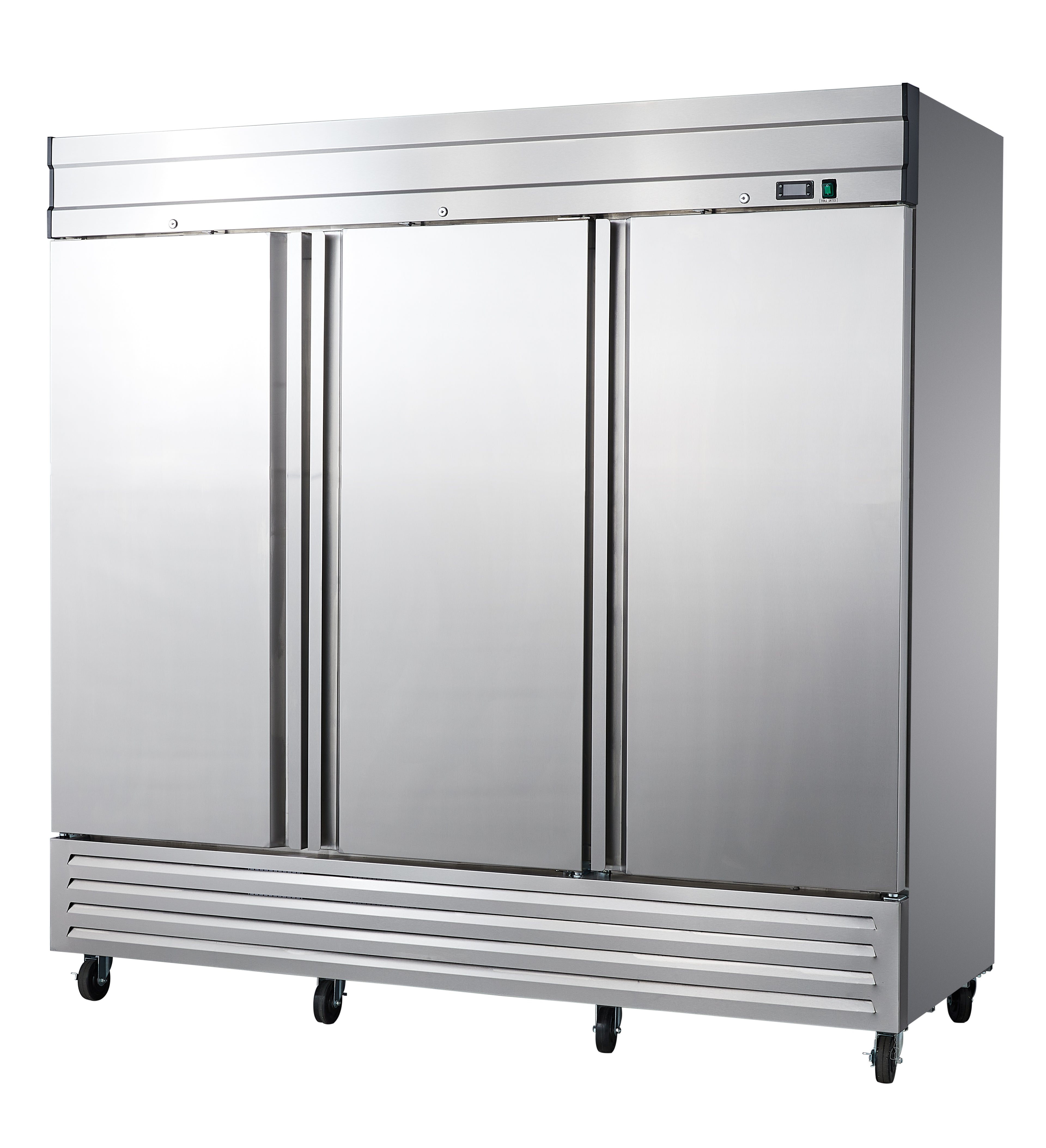 NR72 3 Triple Door Upright Reach-In Refrigerator, 72cf / 2039L with Heavy Duty Shelves