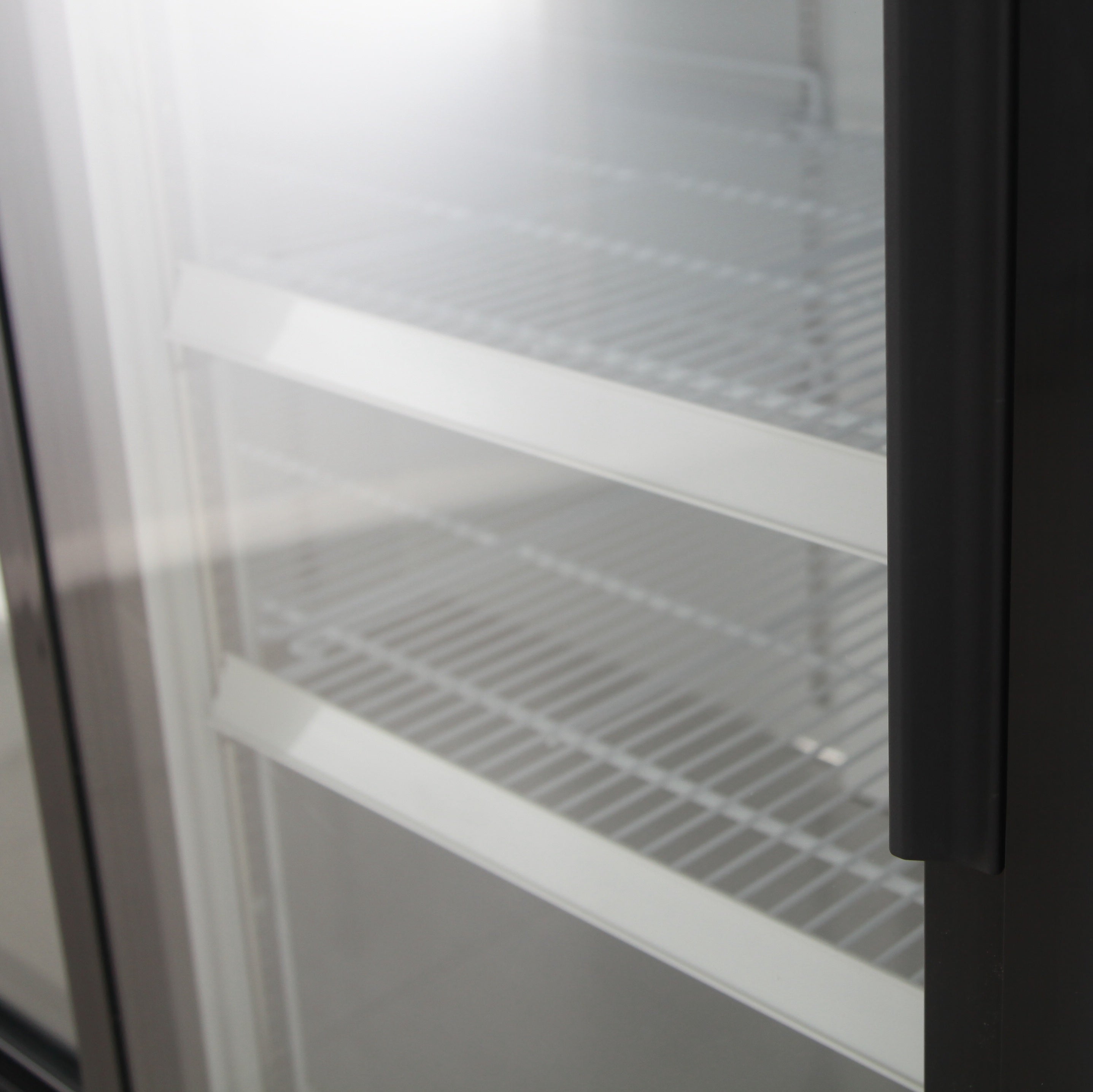 NMR48SB 2 Double Sliding Door Refrigerator Merchandiser with Illuminated Top Panel, 1359L / 48CuFt, Black