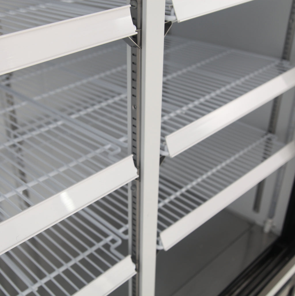 NMR48B 2 Double Swing Door Refrigerator Merchandiser with Illuminated Top Panel, 1359L / 48CuFt, Black