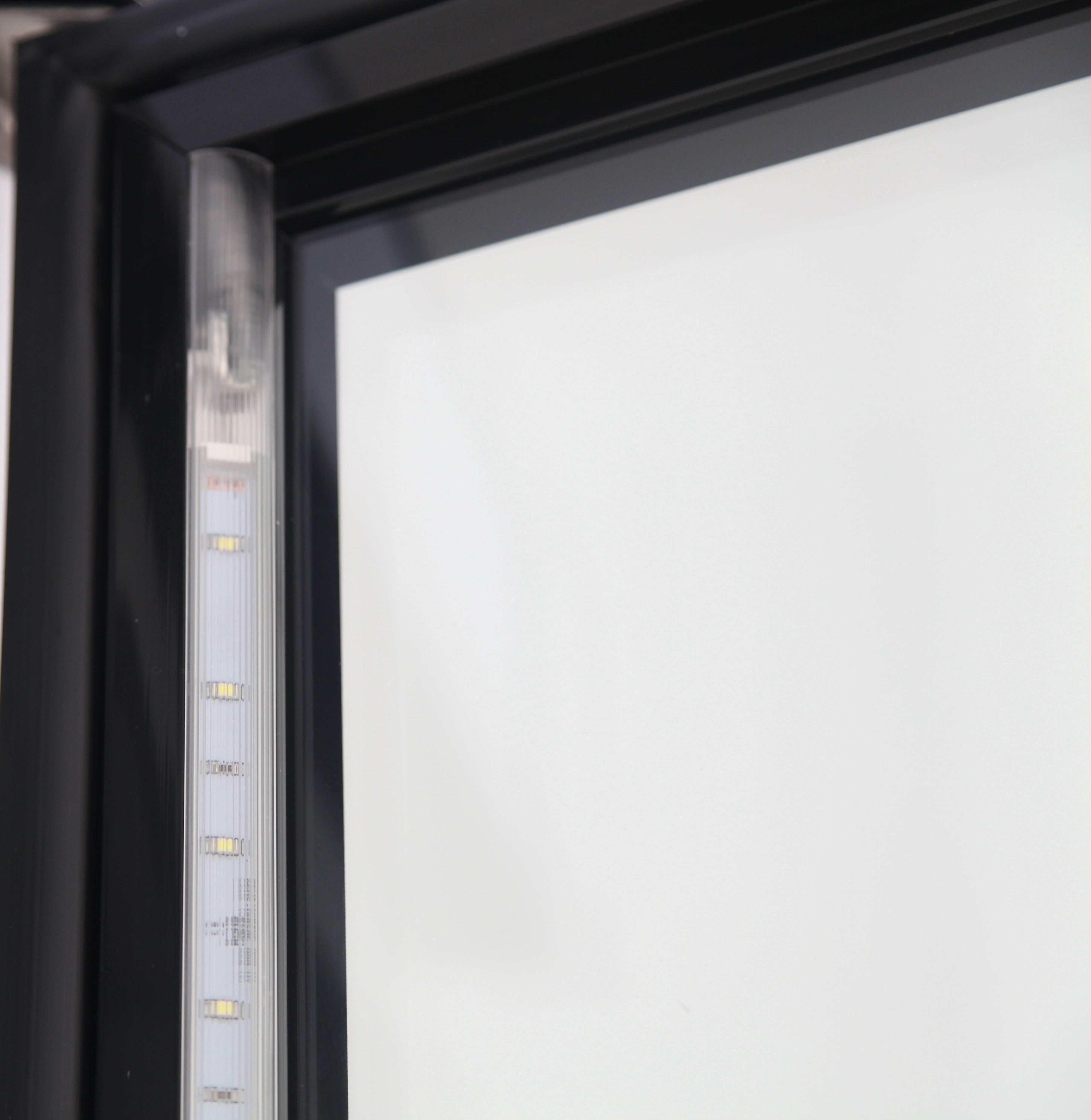NMR48B 2 Double Swing Door Refrigerator Merchandiser with Illuminated Top Panel, 1359L / 48CuFt, Black