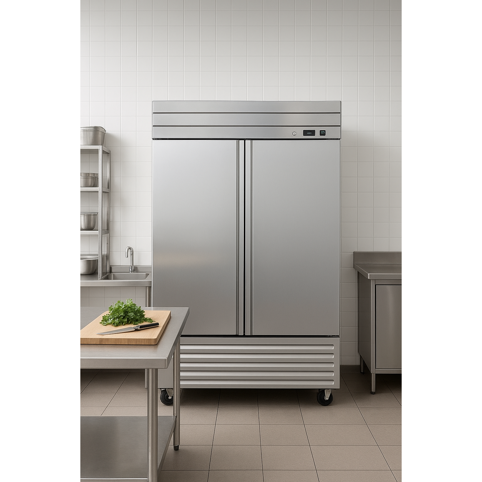NR49 2 Double Door Upright Reach-In Refrigerator, 49cf / 1387.5L with Heavy Duty Shelves