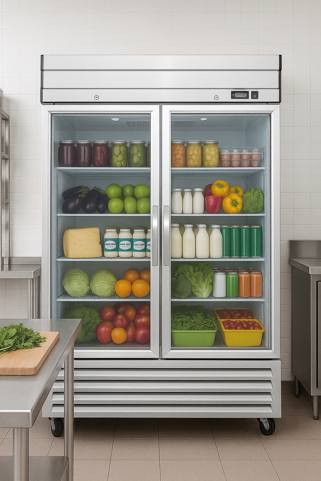 NR49G 2 Double Glass Door Upright Reach-In Refrigerator, 49cf / 1387.5L with Heavy Duty Shelves