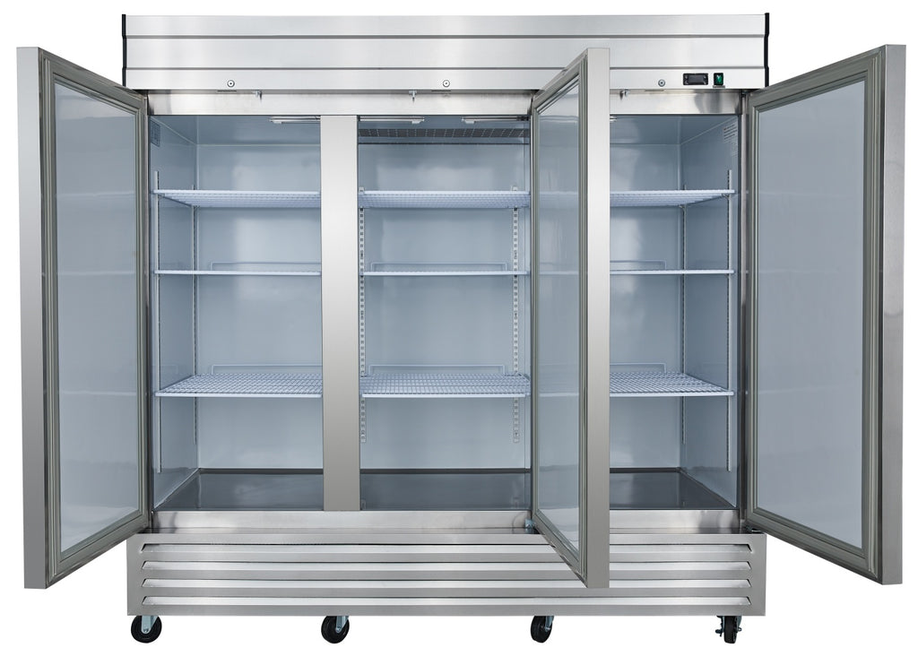 NR72 3 Triple Door Upright Reach-In Refrigerator, 72cf / 2039L with Heavy Duty Shelves