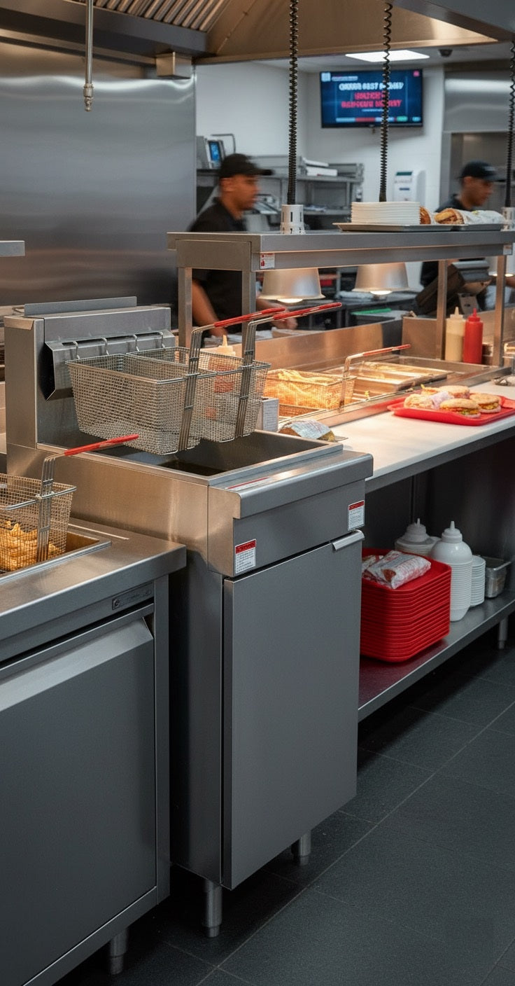 NFF3L Liquid Propane Gas, Gas Floor Fryer, 3 Tube 35-40Lb (18.5-23L), Heavy Duty Stainless Steel, 90,000 BTU