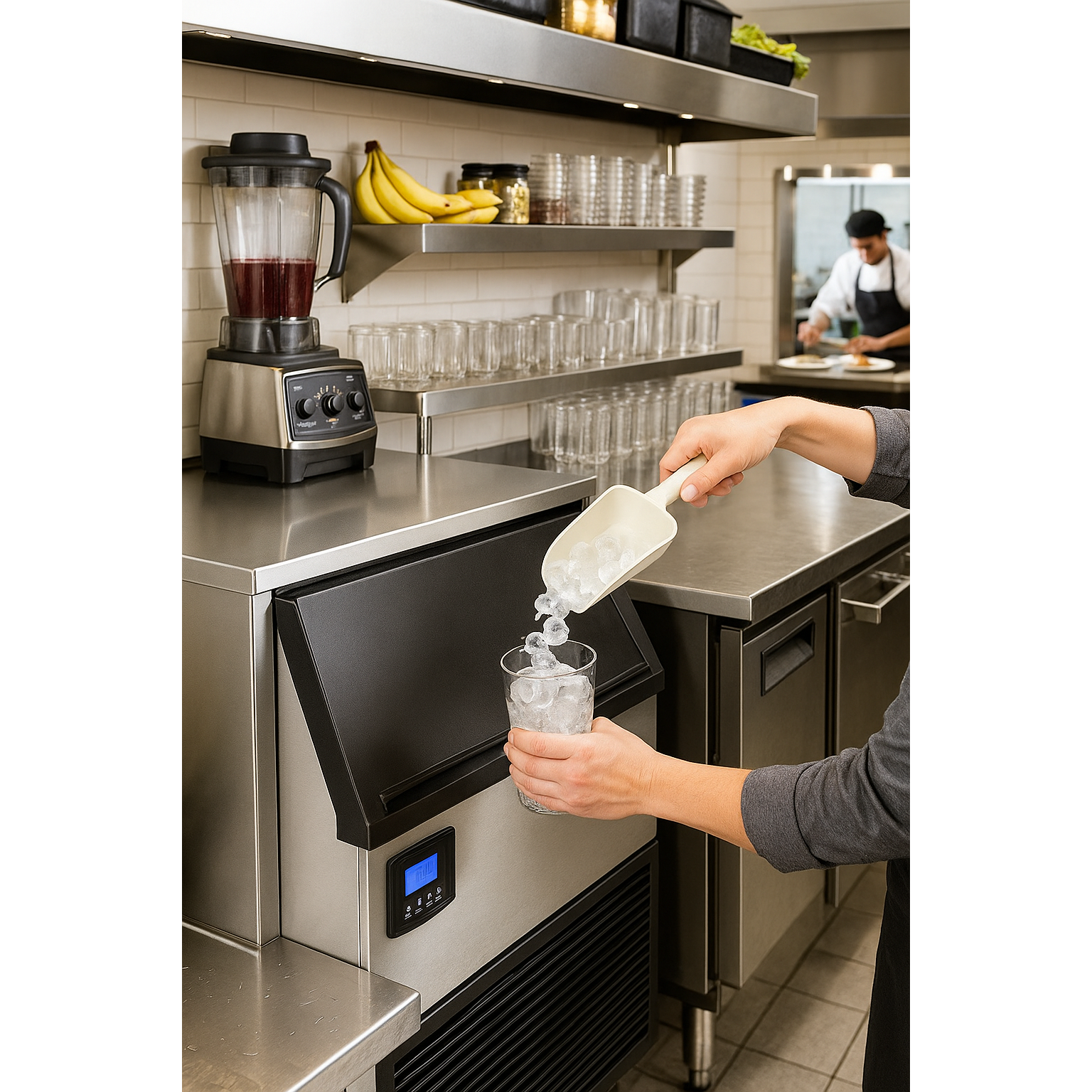 NI200F 200LB Commercial Undercounter Clear Ice Maker, Slab Cubes, 61 CM (24 IN) Wide, Stainless Steel