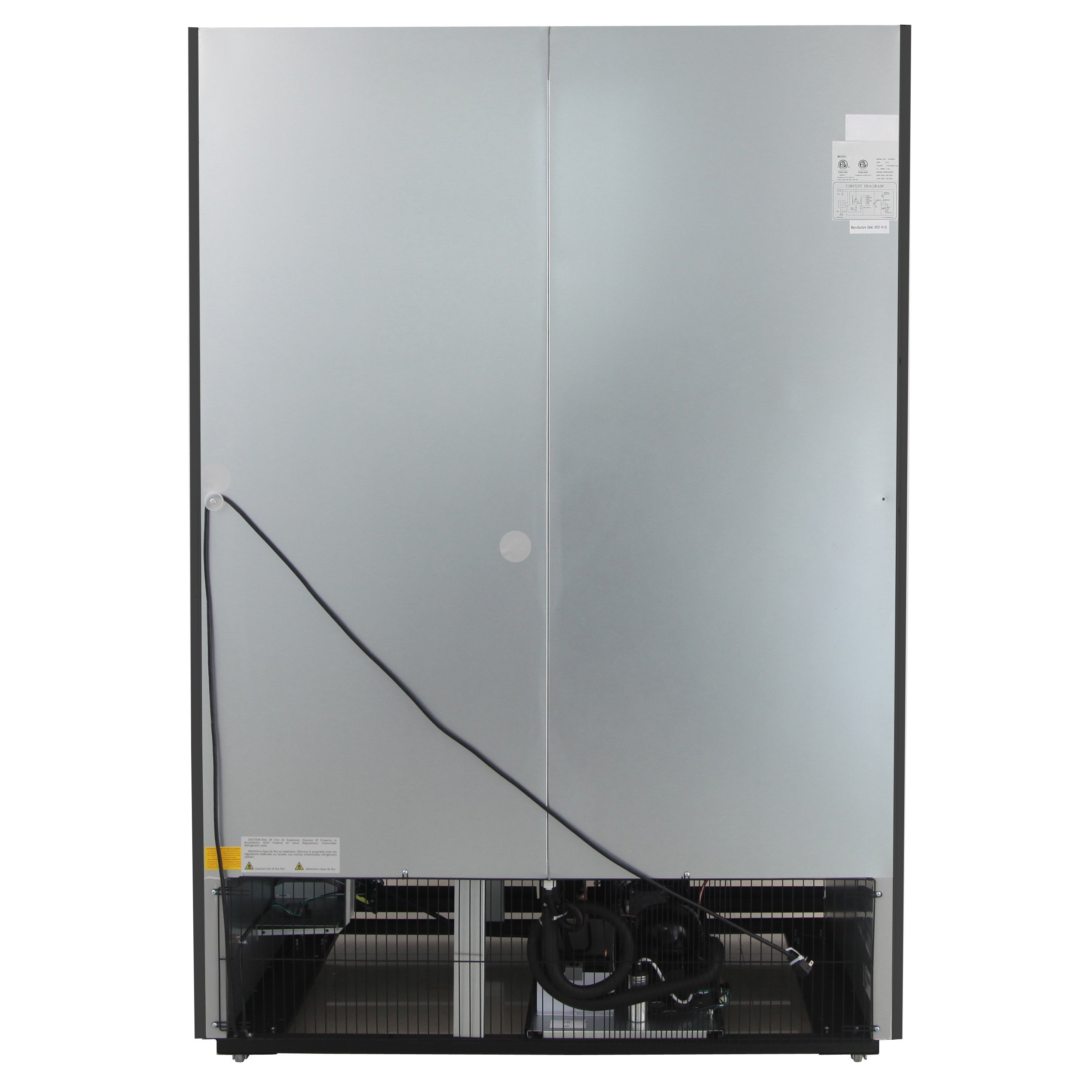 NMR48B 2 Double Swing Door Refrigerator Merchandiser with Illuminated Top Panel, 1359L / 48CuFt, Black