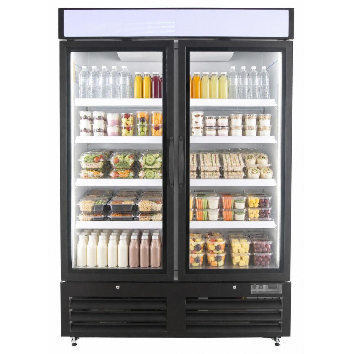 NMR48B Glass Door Refrigerator Merchandiser, 2 Swing Doors, Black