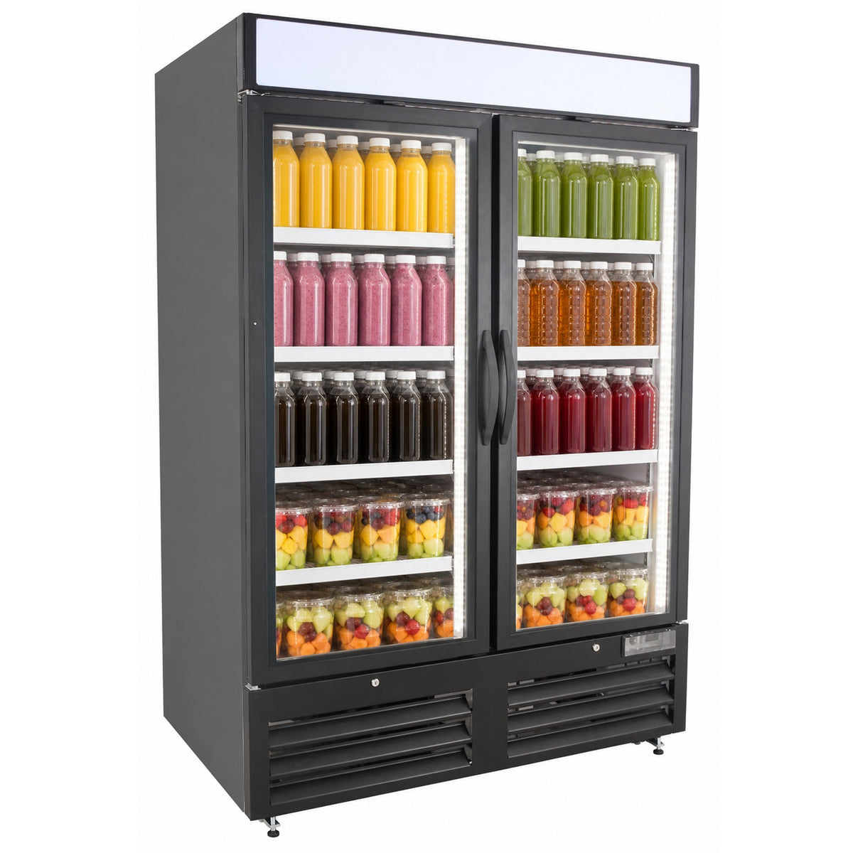 NMR48B Glass Door Refrigerator Merchandiser, 2 Swing Doors, Black