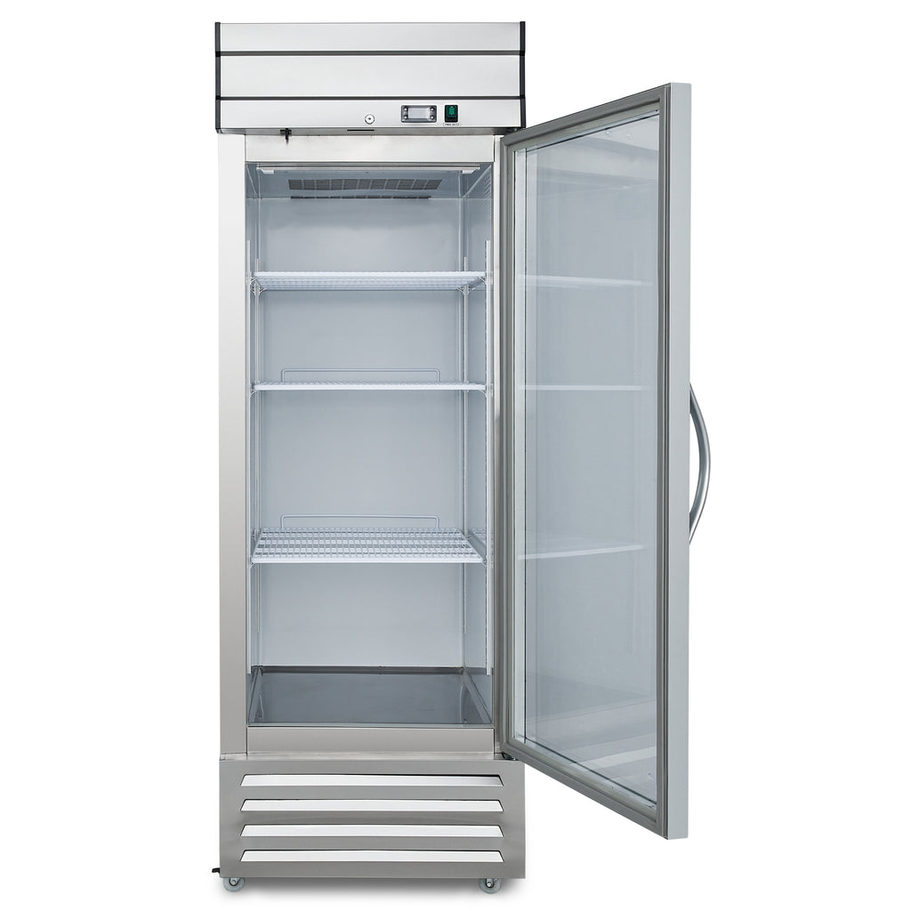 NR23G 1 Single Glass Door Upright Reach-In Refrigerator, 23cf / 651L with Heavy Duty Shelves