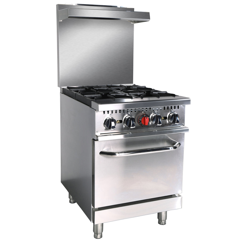 NR24 24IN (61CM) 4 Burner Gas Range With Oven, 150,000 BTU, Natural Gas Field Convertible to Liquid Propane Gas