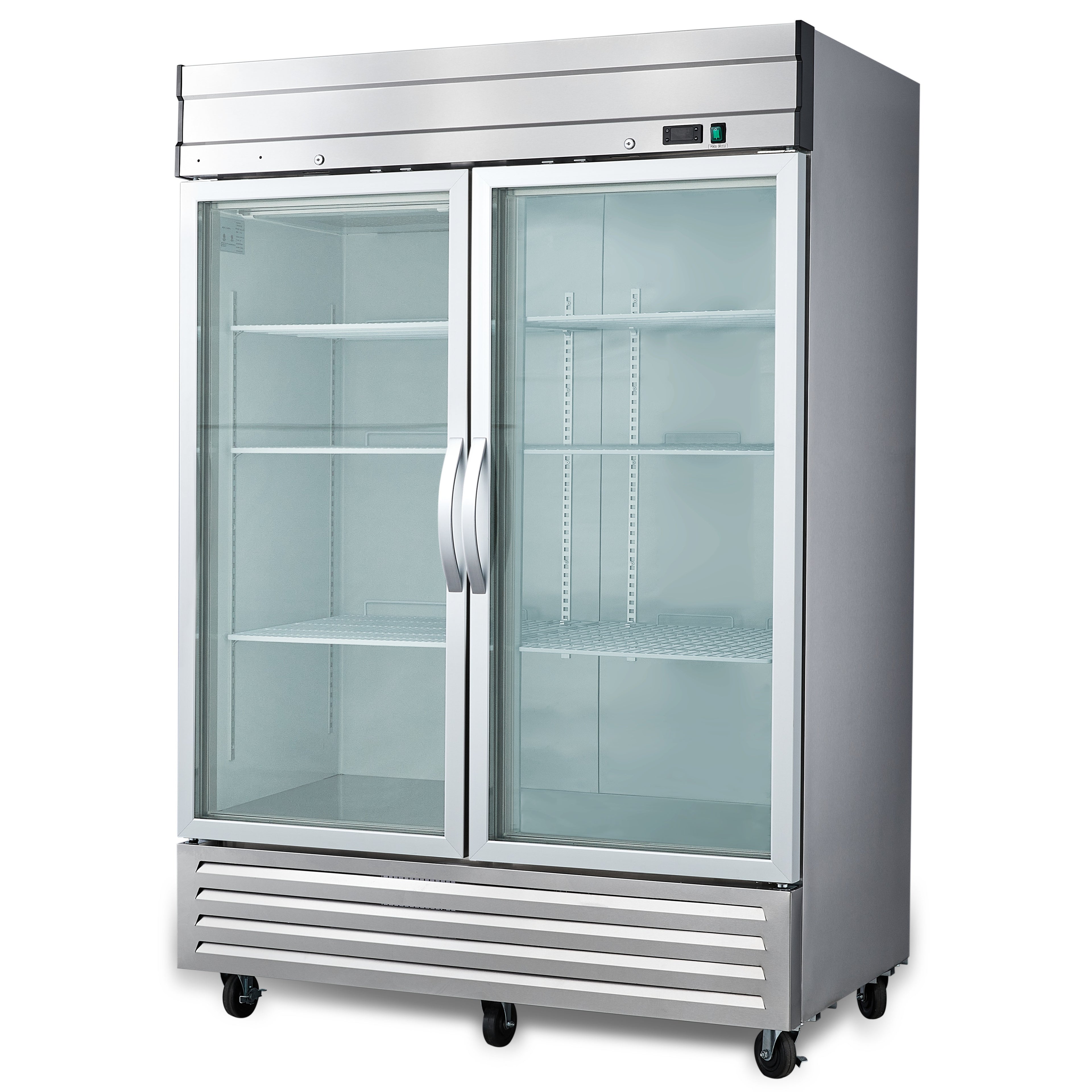 NR49G 2 Double Glass Door Upright Reach-In Refrigerator, 49cf / 1387.5L with Heavy Duty Shelves