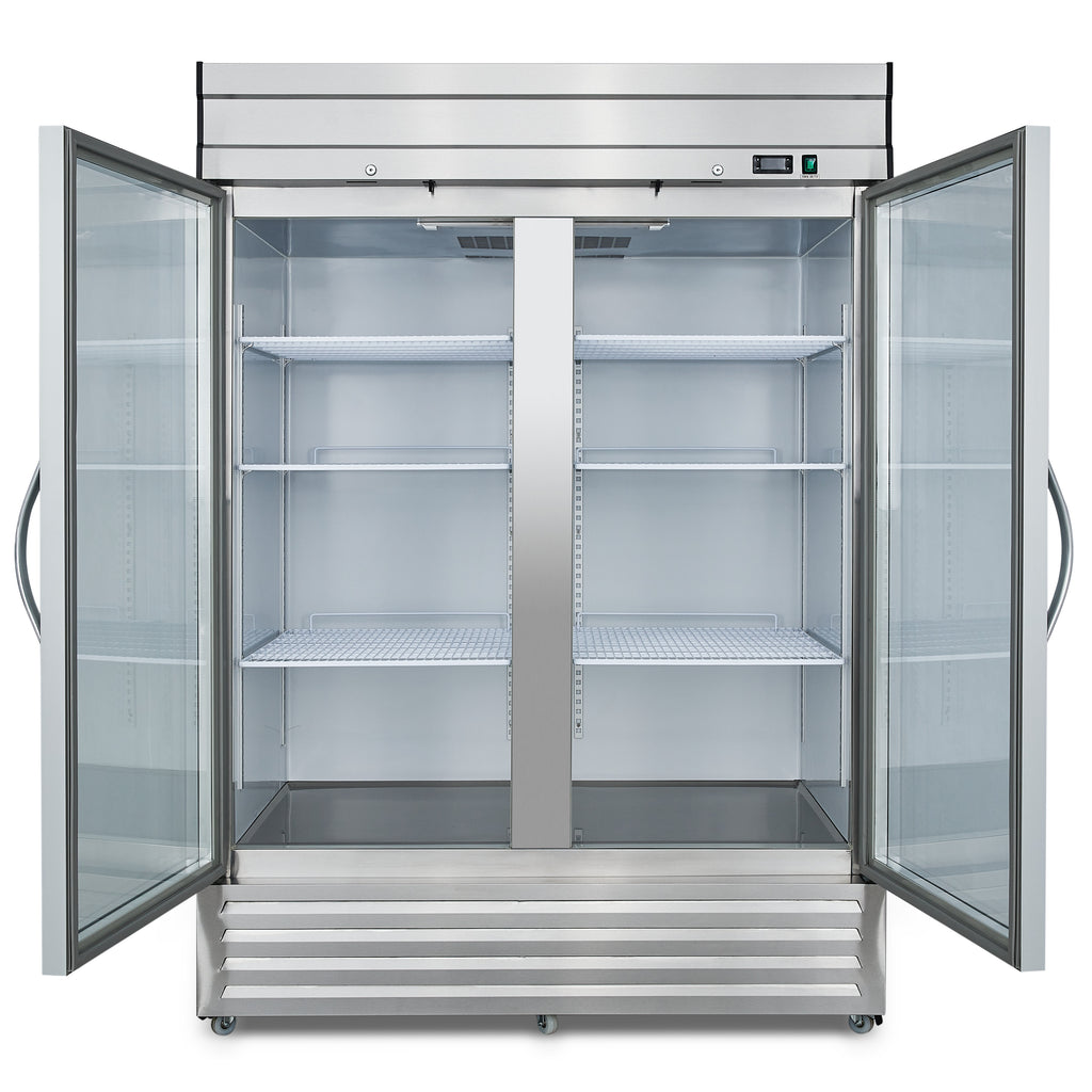 NR49G 2 Double Glass Door Upright Reach-In Refrigerator, 49cf / 1387.5L with Heavy Duty Shelves