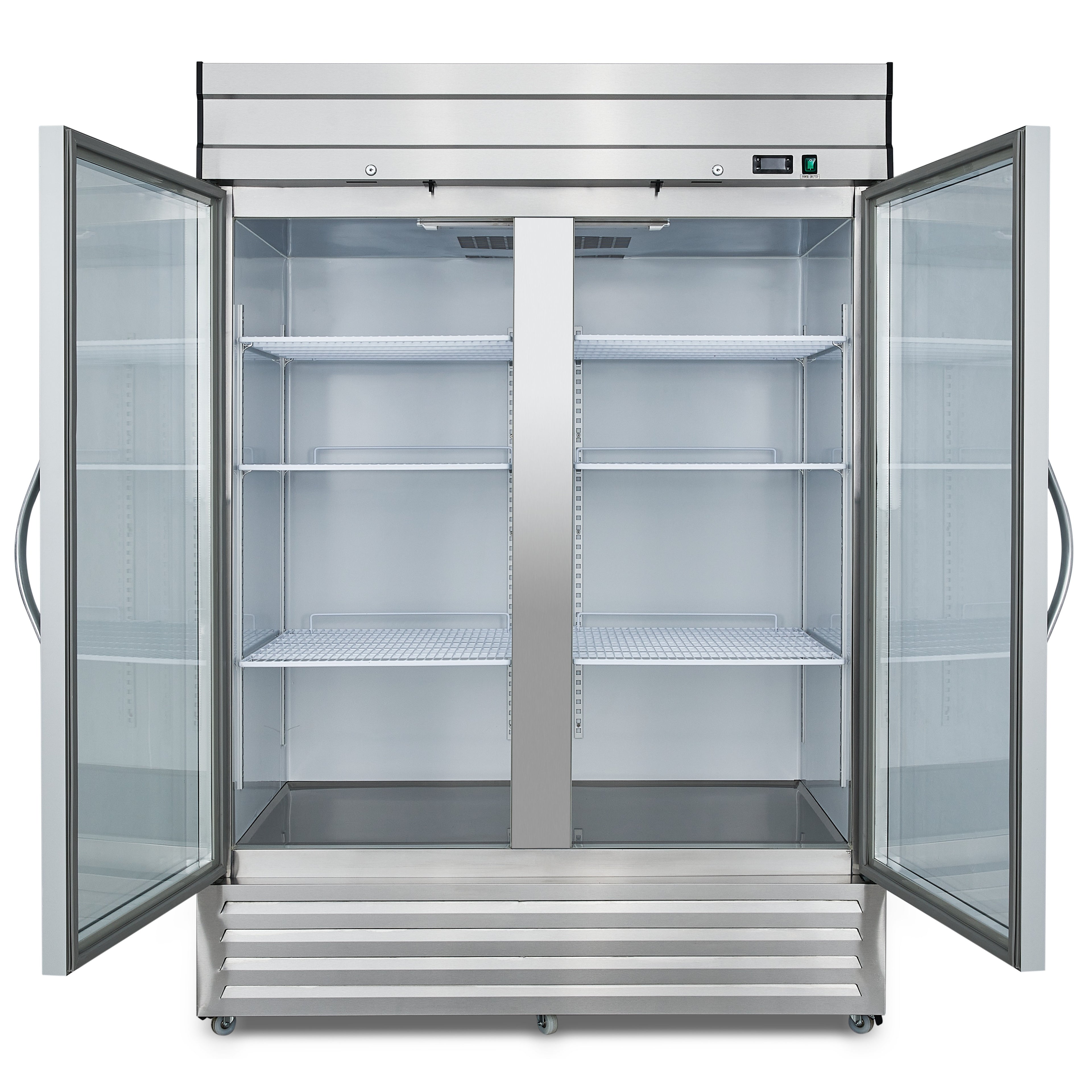 NR49G 2 Double Glass Door Upright Reach-In Refrigerator, 49cf / 1387.5L with Heavy Duty Shelves