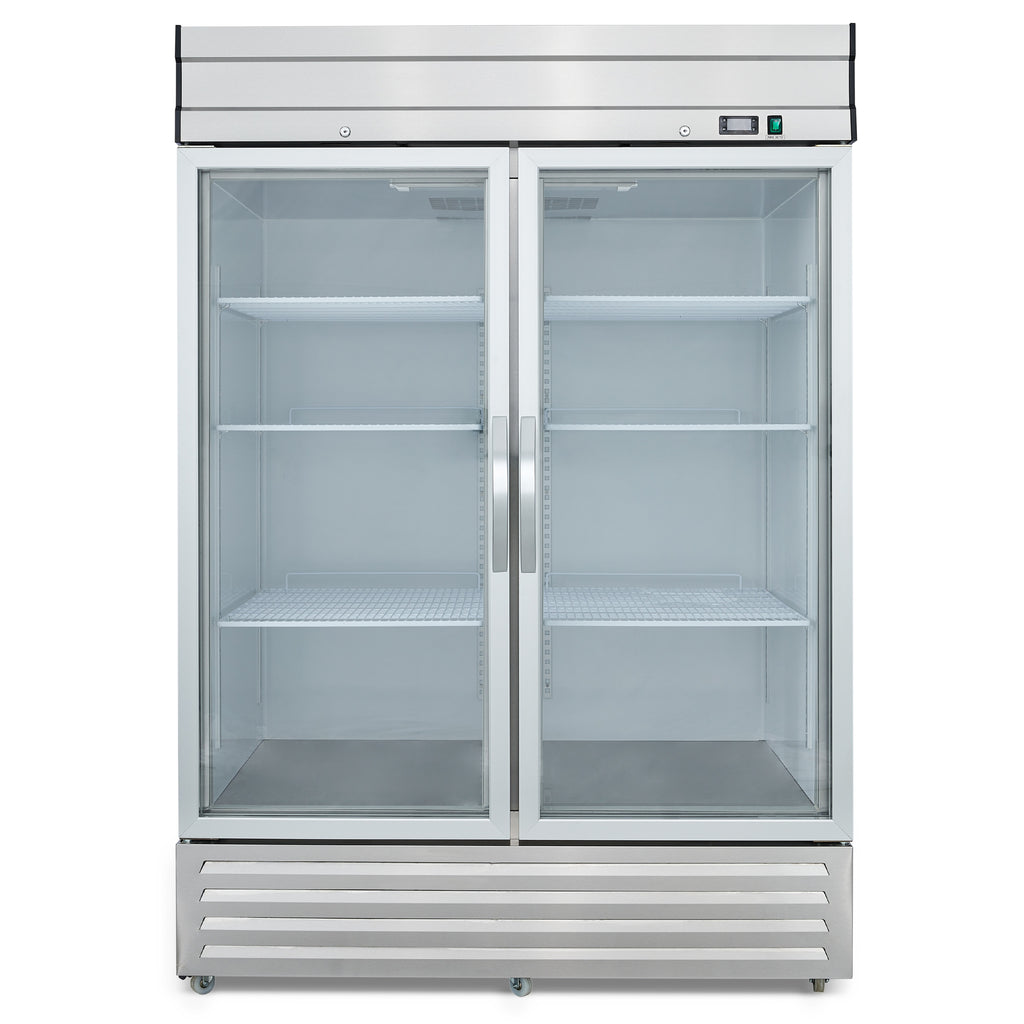 NR49G 2 Double Glass Door Upright Reach-In Refrigerator, 49cf / 1387.5L with Heavy Duty Shelves