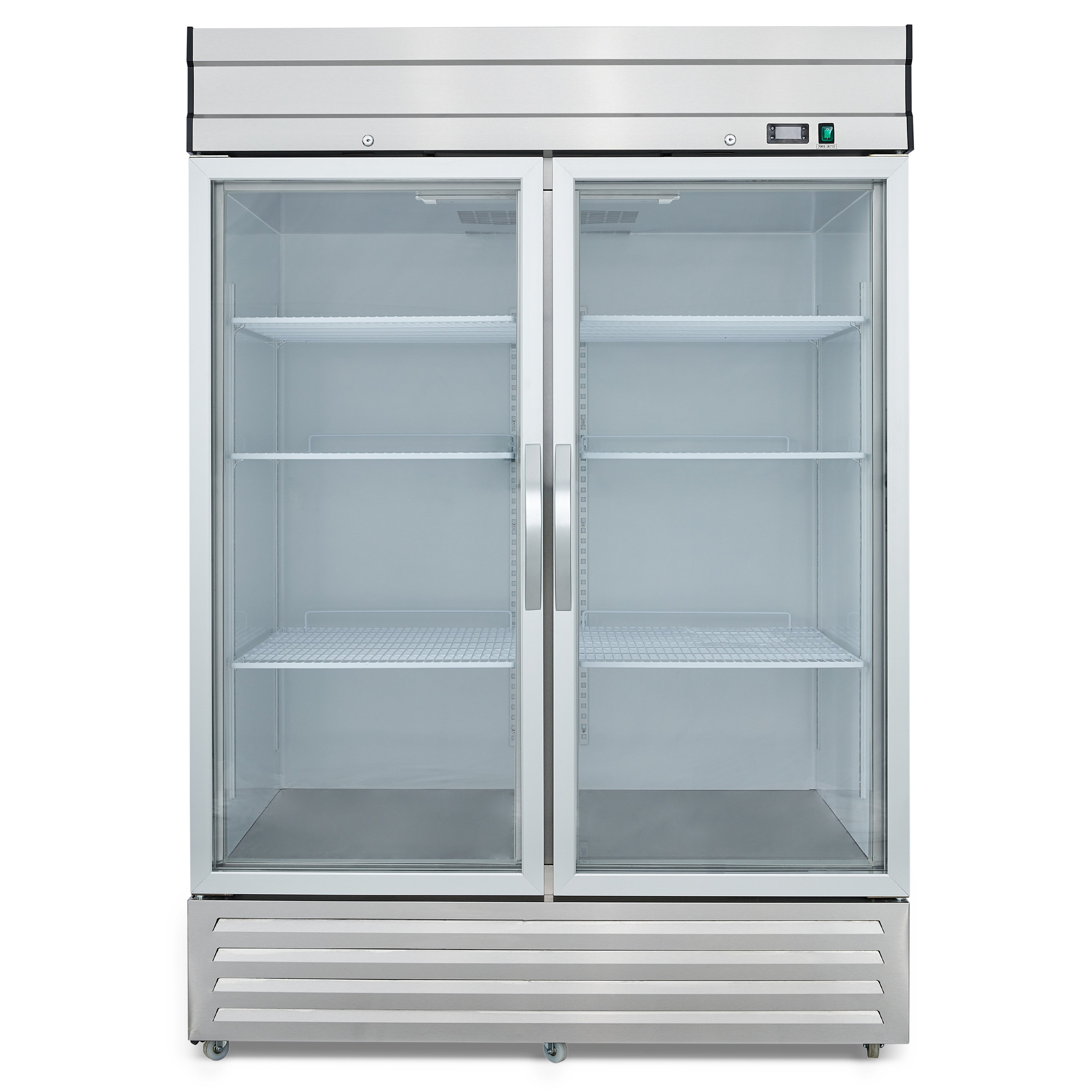 NR49G 2 Double Glass Door Upright Reach-In Refrigerator, 49cf / 1387.5L with Heavy Duty Shelves