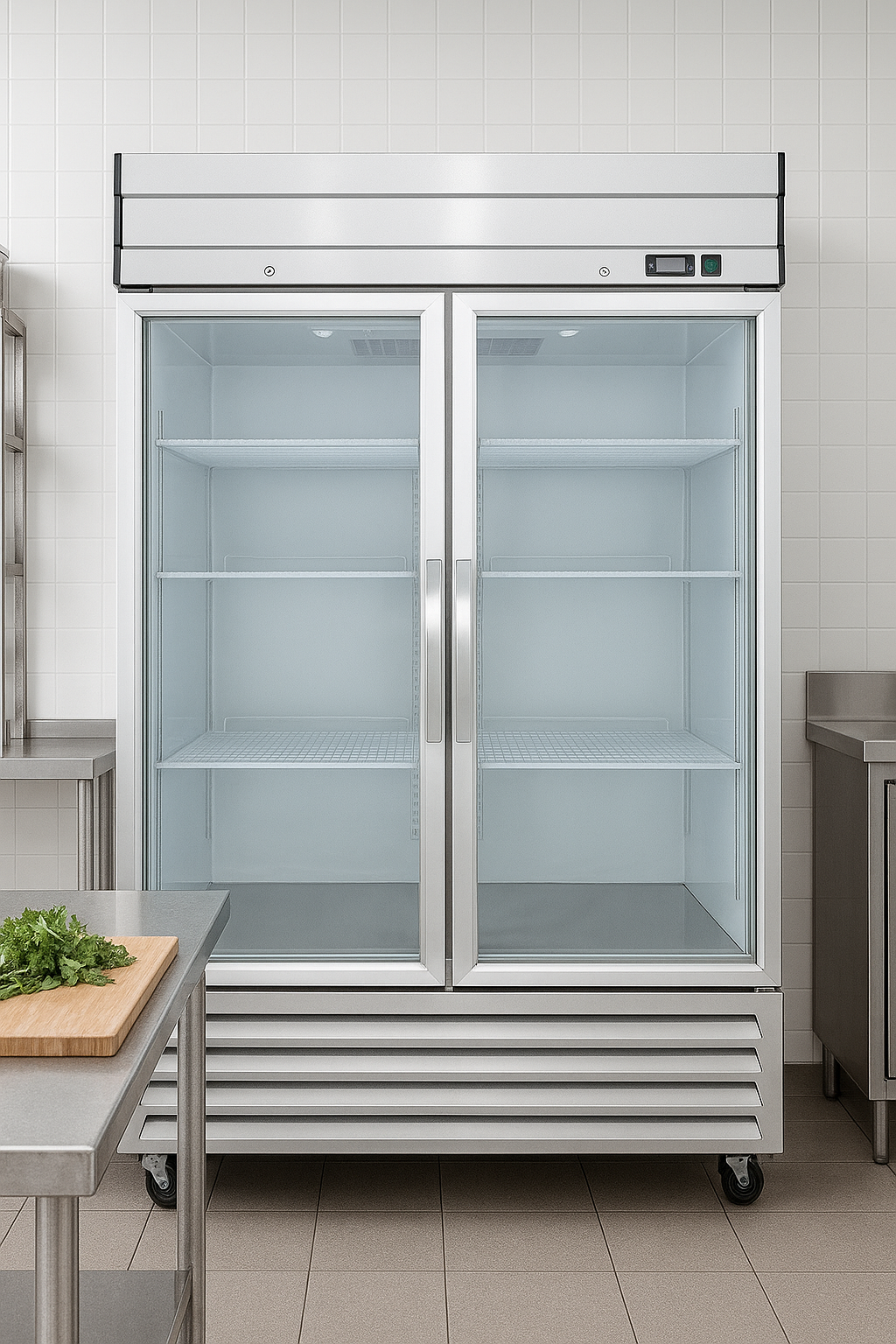 NR49G 2 Double Glass Door Upright Reach-In Refrigerator, 49cf / 1387.5L with Heavy Duty Shelves