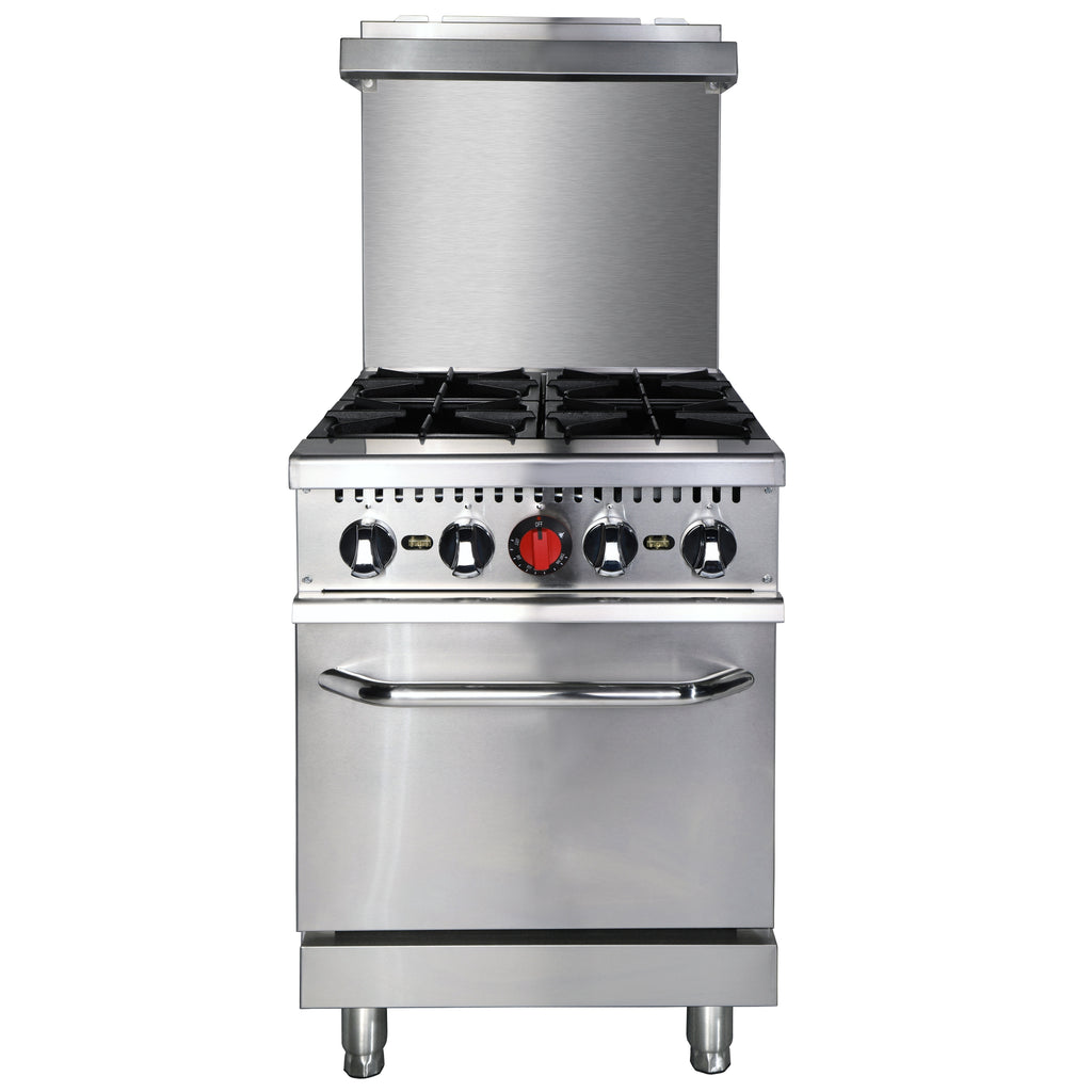 NR24 24IN (61CM) 4 Burner Gas Range With Oven, 150,000 BTU, Natural Gas Field Convertible to Liquid Propane Gas