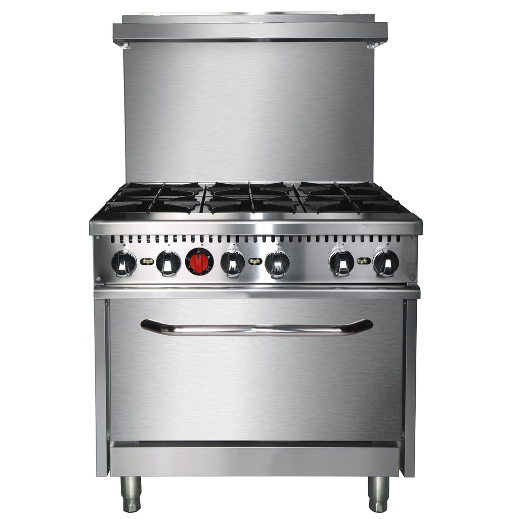 NR36 36IN (91.5CM) 6 Burner Gas Range With Oven, 210,000 BTU, Natural Gas Field Convertible to Liquid Propane Gas