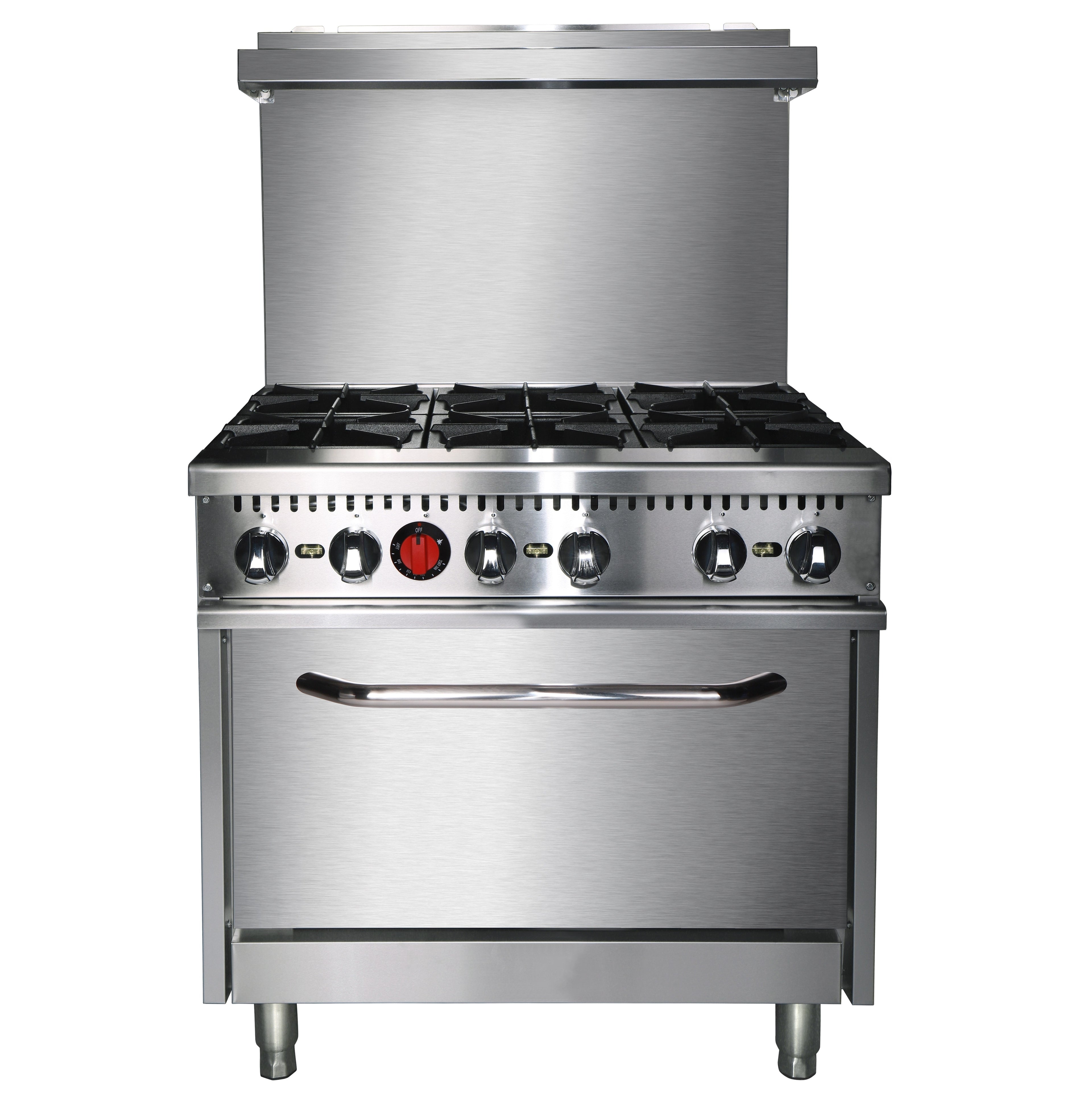 NR36 36IN (91.5CM) 6 Burner Gas Range With Oven, 210,000 BTU, Natural Gas Field Convertible to Liquid Propane Gas