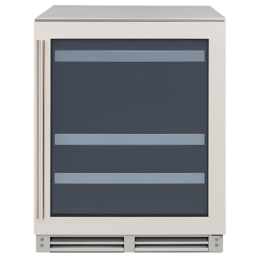 NUBC24OPSS Indoor / Outdoor Built In - Zero Clearance 24in (61cm) Glass Door Beverage Center - UV Resistant Double Pane Glass with Stainless Steel Frame or Overlay Panel Ready
