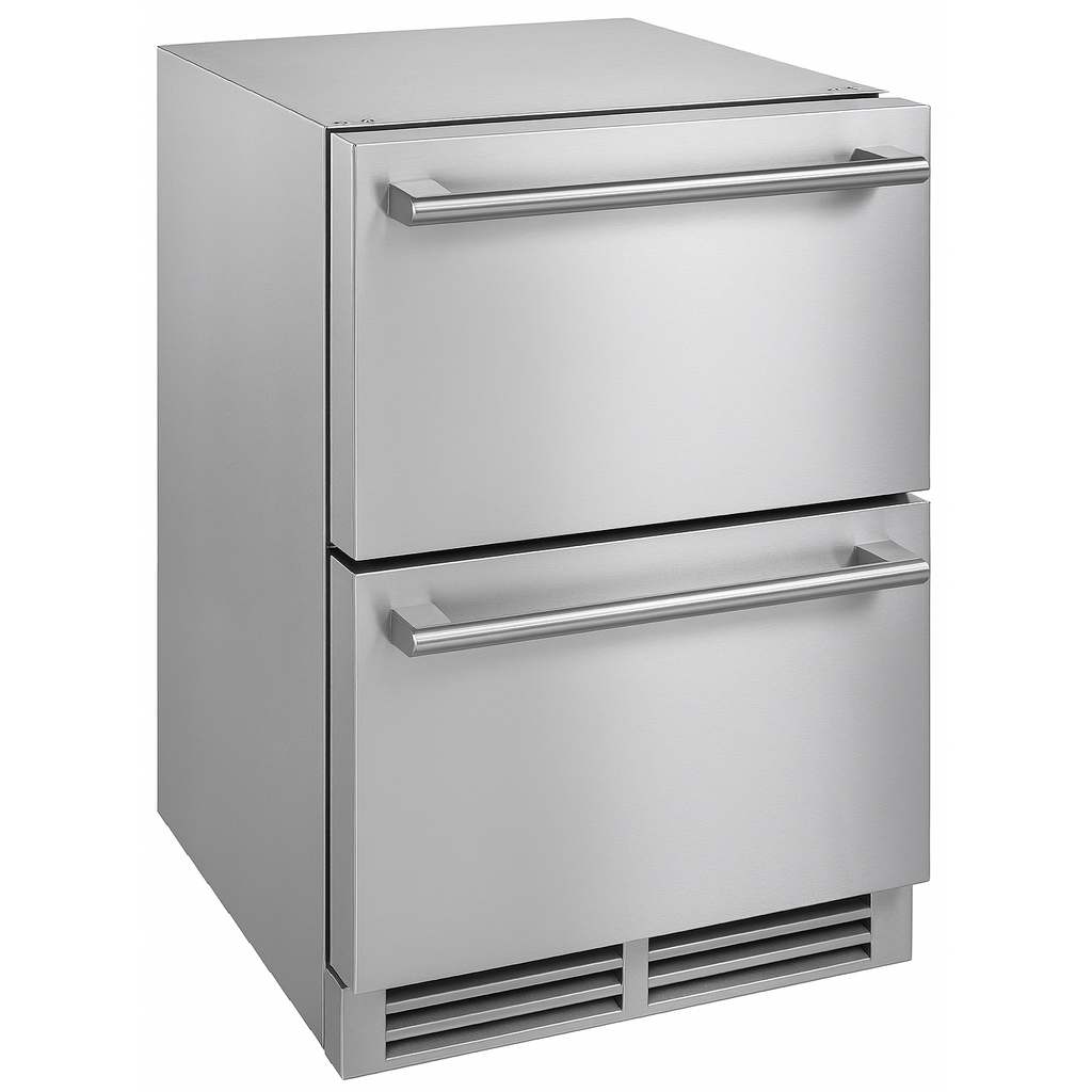 NUR24DOPSS Indoor / Outdoor Built In - Zero Clearance 24in (61cm) (2) Two Solid Drawer Refrigerator - Stainless Steel Drawers Easily Converts to Panel Ready