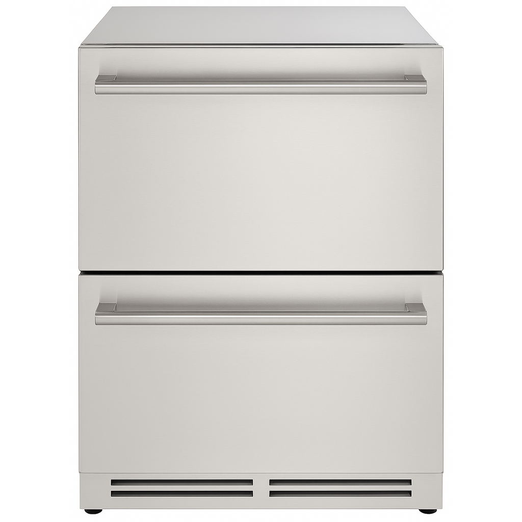 NUR24DOPSS Indoor / Outdoor Built In - Zero Clearance 24in (61cm) (2) Two Solid Drawer Refrigerator - Stainless Steel Drawers Easily Converts to Panel Ready