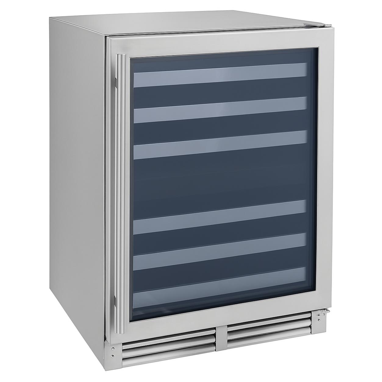 NUWC24DZ Indoor / Outdoor Built In - Zero Clearance 24in (61cm) Dual Zone Wine Cooler - UV Resistant Double Pane Glass with Stainless Steel Frame Easily Converts to Panel Ready