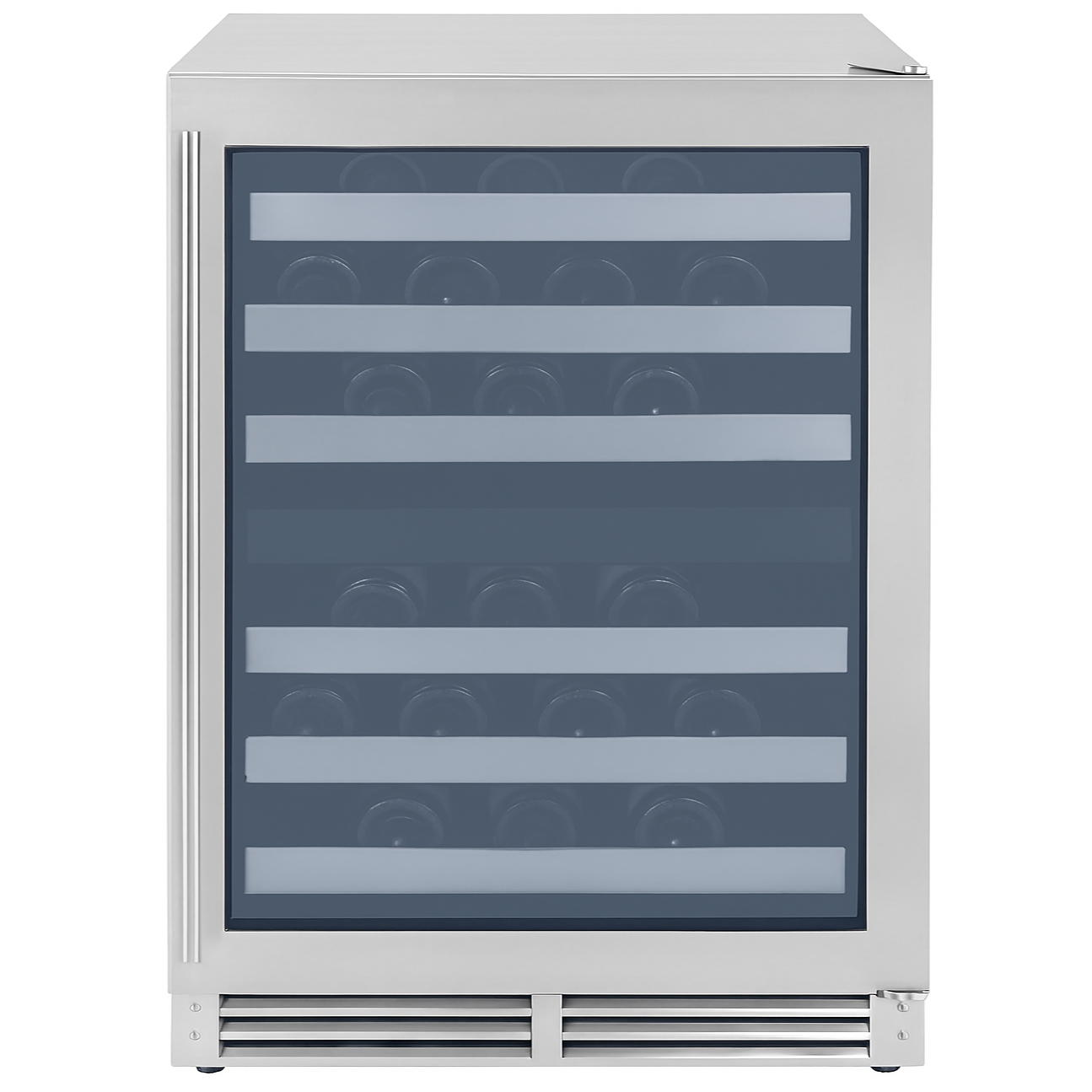 NUWC24DZ Indoor / Outdoor Built In - Zero Clearance 24in (61cm) Dual Zone Wine Cooler - UV Resistant Double Pane Glass with Stainless Steel Frame Easily Converts to Panel Ready