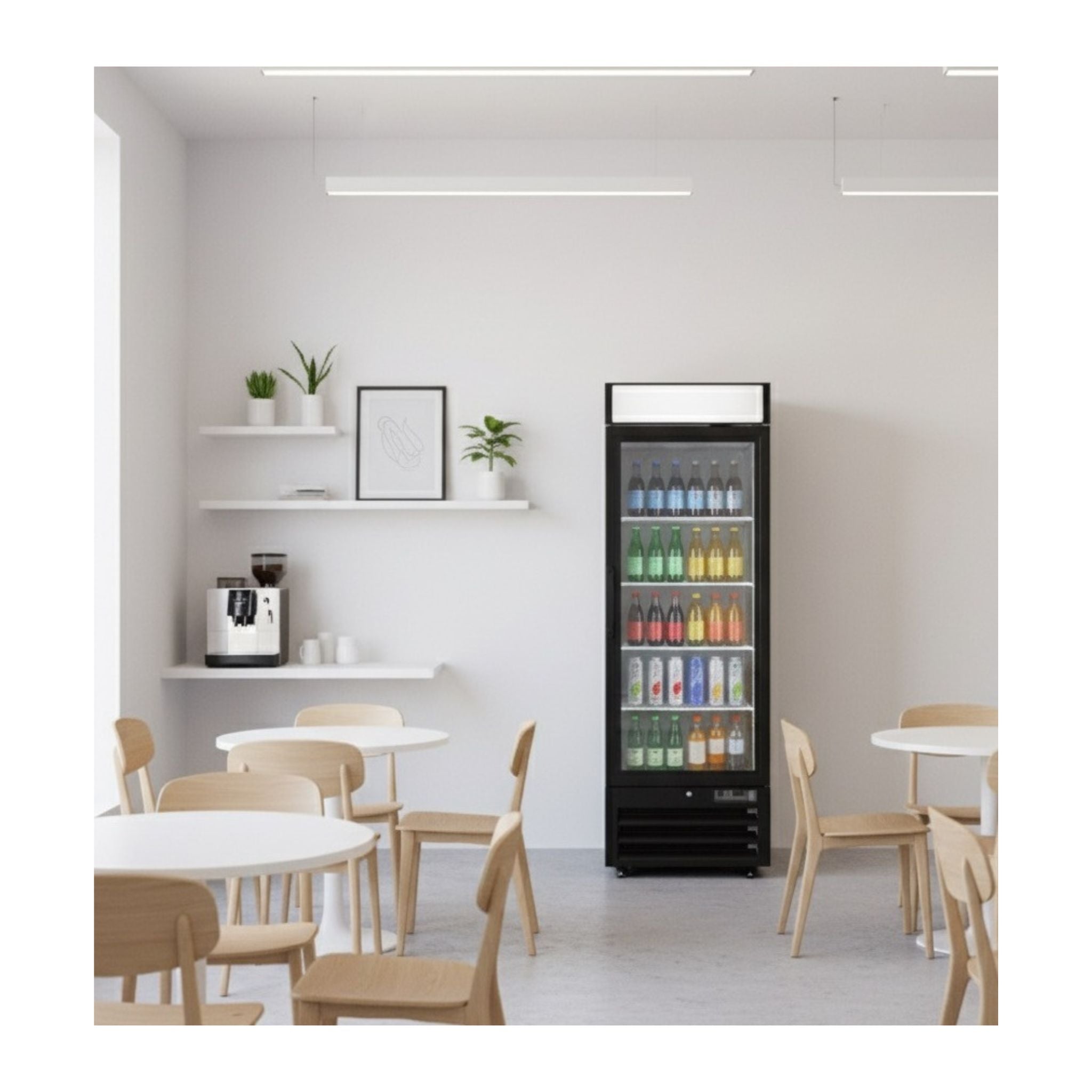 noriota nmr23b commercial refrigerator merchandiser lifestyle in work break room