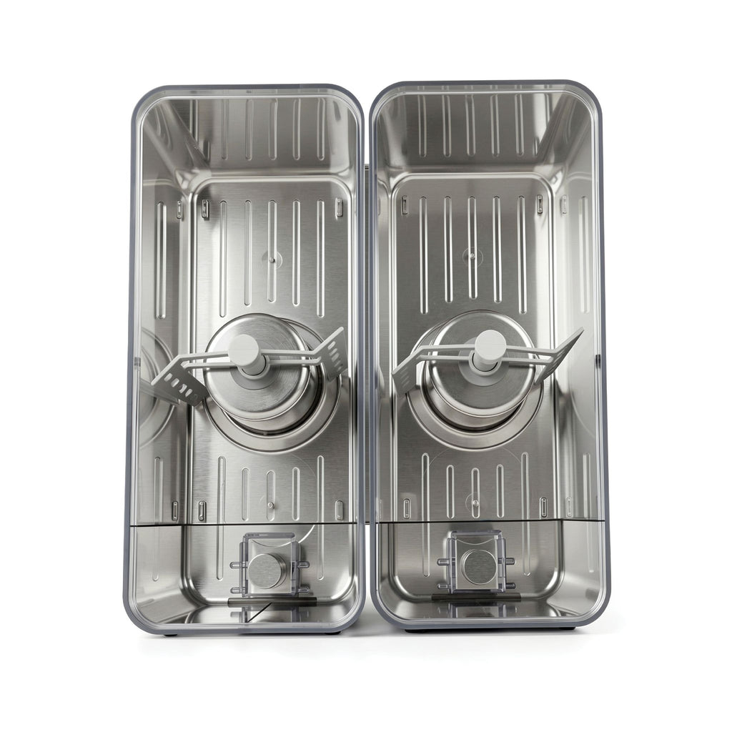 birds eye view of the drink dispenser bowls with stir paddles