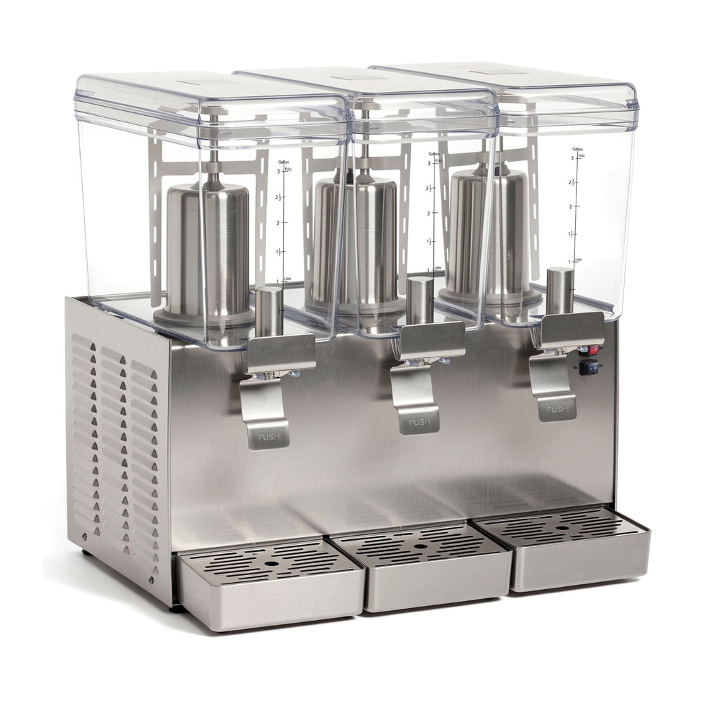 NBD3SS Commercial Refrigerated Beverage Dispenser, Three Bowl, 36 L, Stainless Steel Exterior