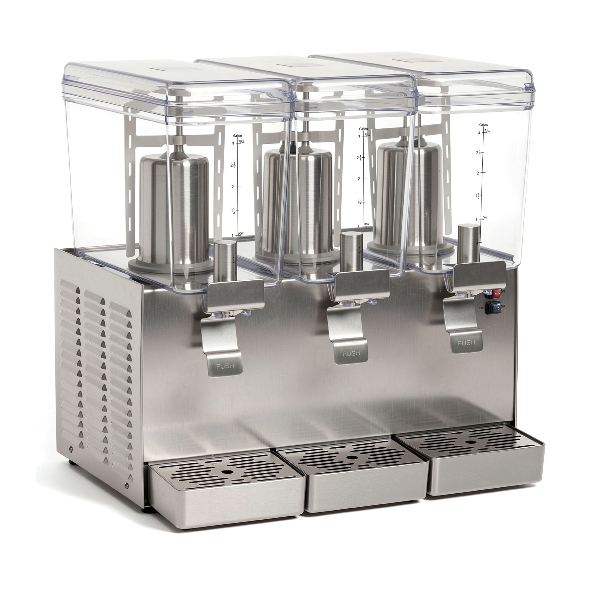 NBD3SS Commercial Refrigerated Beverage Dispenser, Three Bowl, 36 L, Stainless Steel Exterior