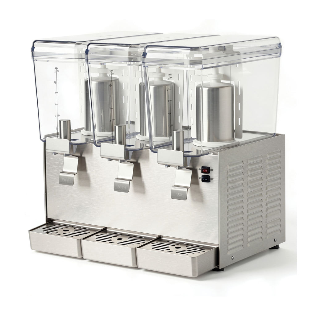 NBD3SS Commercial Refrigerated Beverage Dispenser, Three Bowl, 36 L, Stainless Steel Exterior