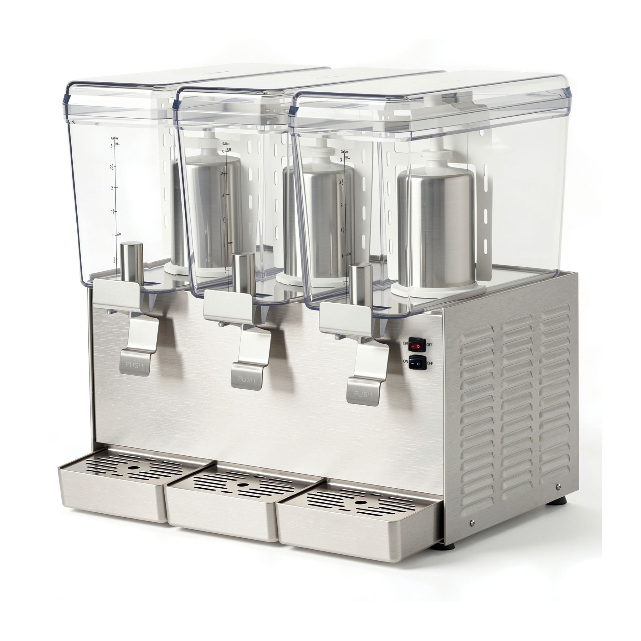 NBD3SS Commercial Refrigerated Beverage Dispenser, Three Bowl, 36 L, Stainless Steel Exterior