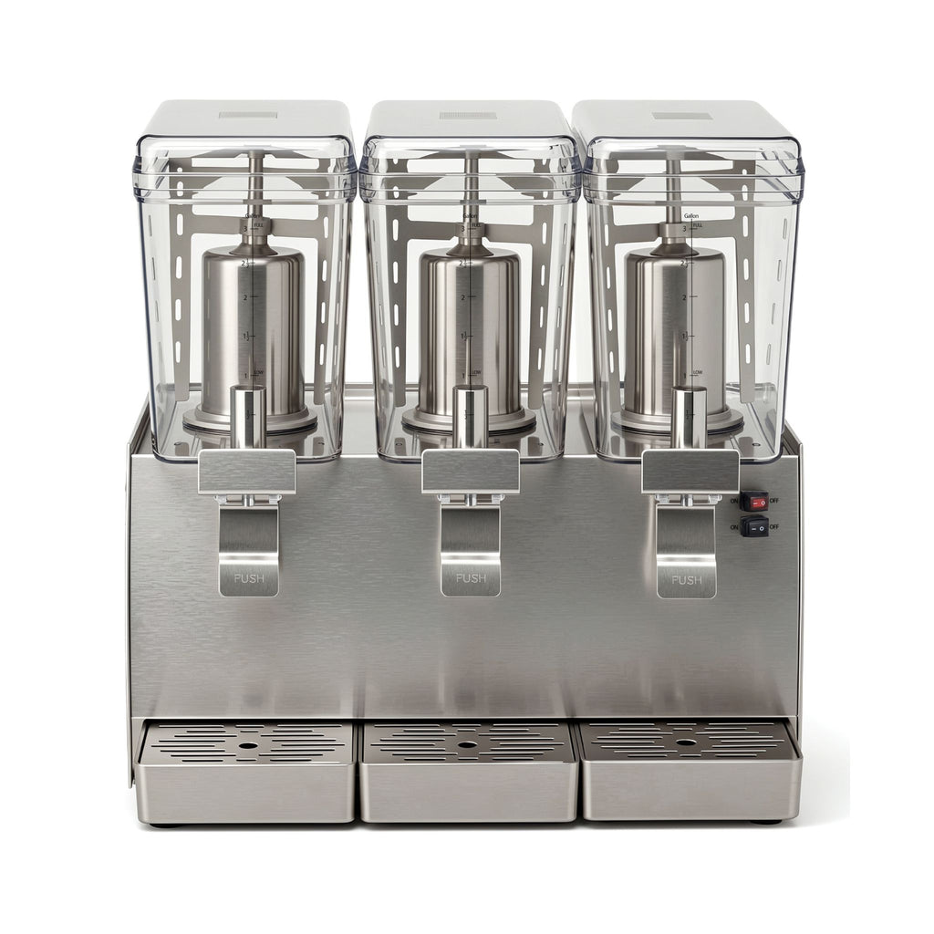 NBD3SS Commercial Refrigerated Beverage Dispenser, Three Bowl, 36 L, Stainless Steel Exterior