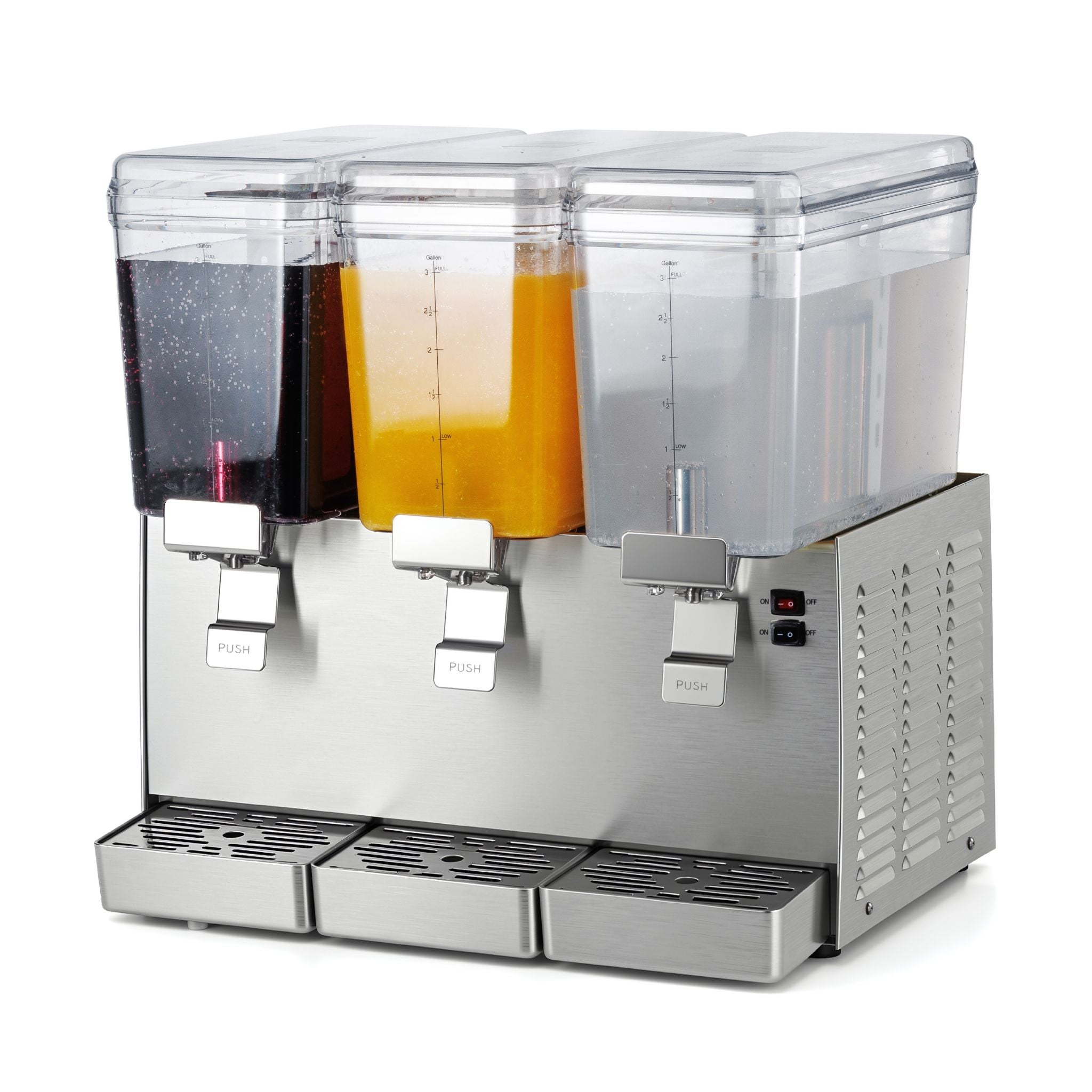 NBD3SS Commercial Refrigerated Beverage Dispenser, Three Bowl, 36 L, Stainless Steel Exterior