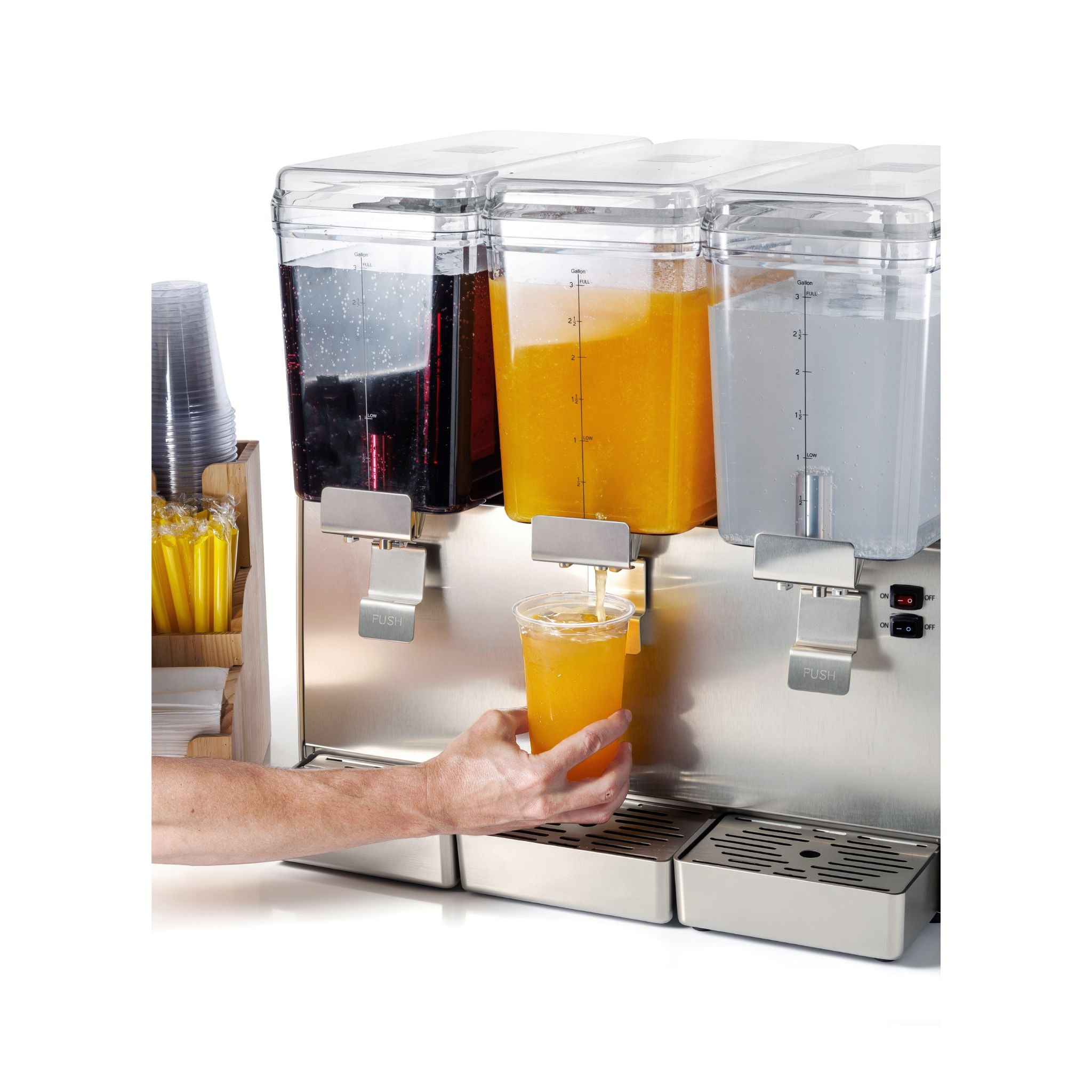 NBD3SS Commercial Refrigerated Beverage Dispenser, Three Bowl, 36 L, Stainless Steel Exterior