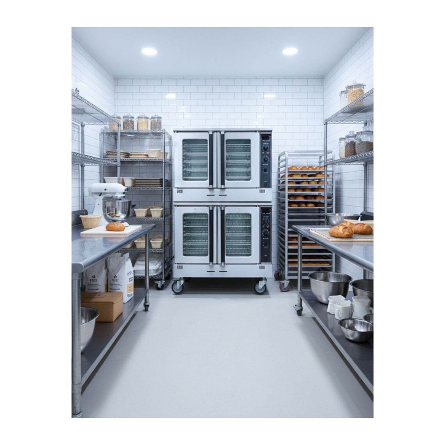 noriota nco2n double convection oven, , commercial kitchen with multiple ovens and baking equipment.