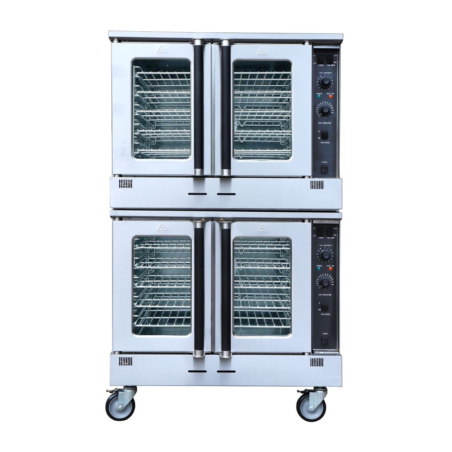 noriota nco2n double convection oven, , commercial double decker oven with glass doors on a white background