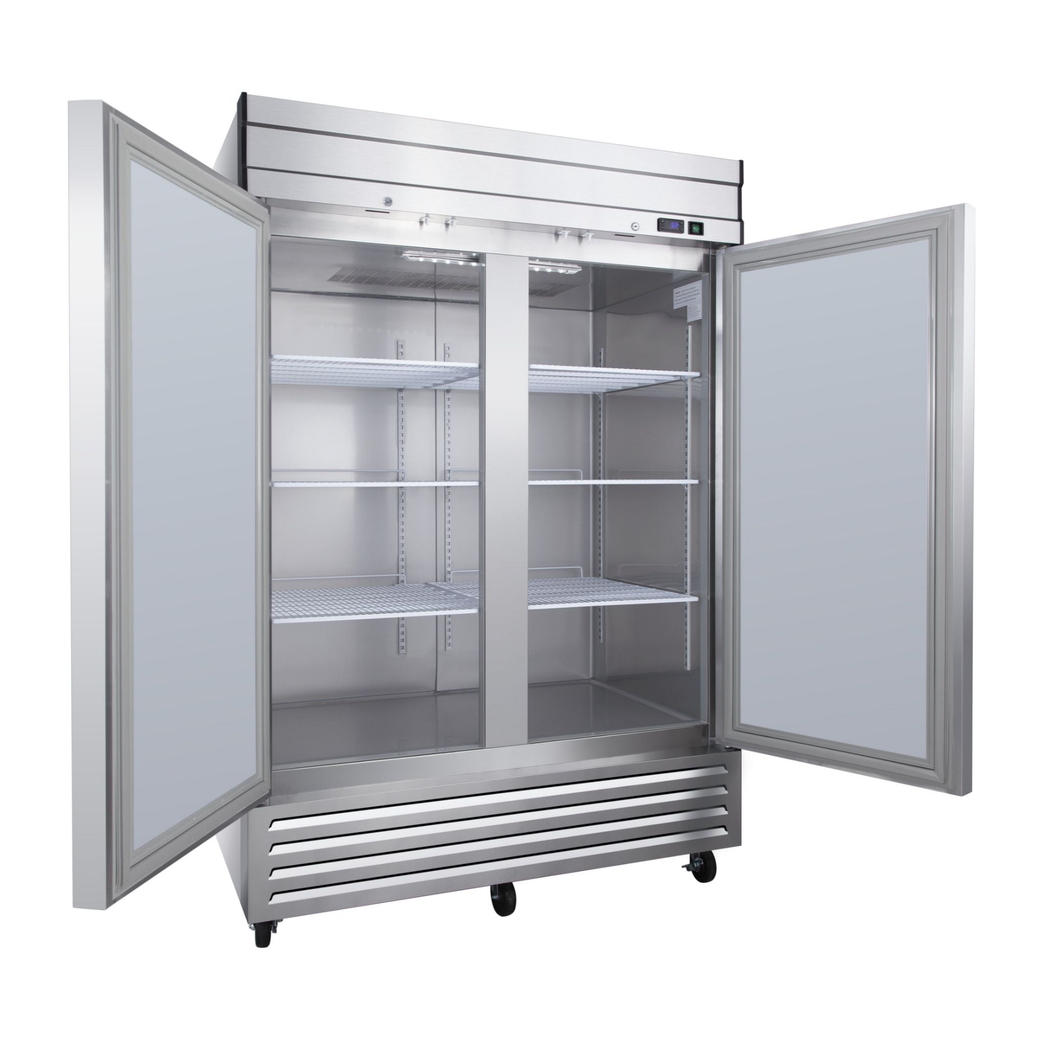 noriota nf49 angle left doors open stainless steel commercial solid door freezer