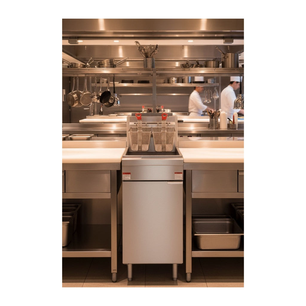 noriota nff4lles gas floor fryer lifestyle image commercial kitchen