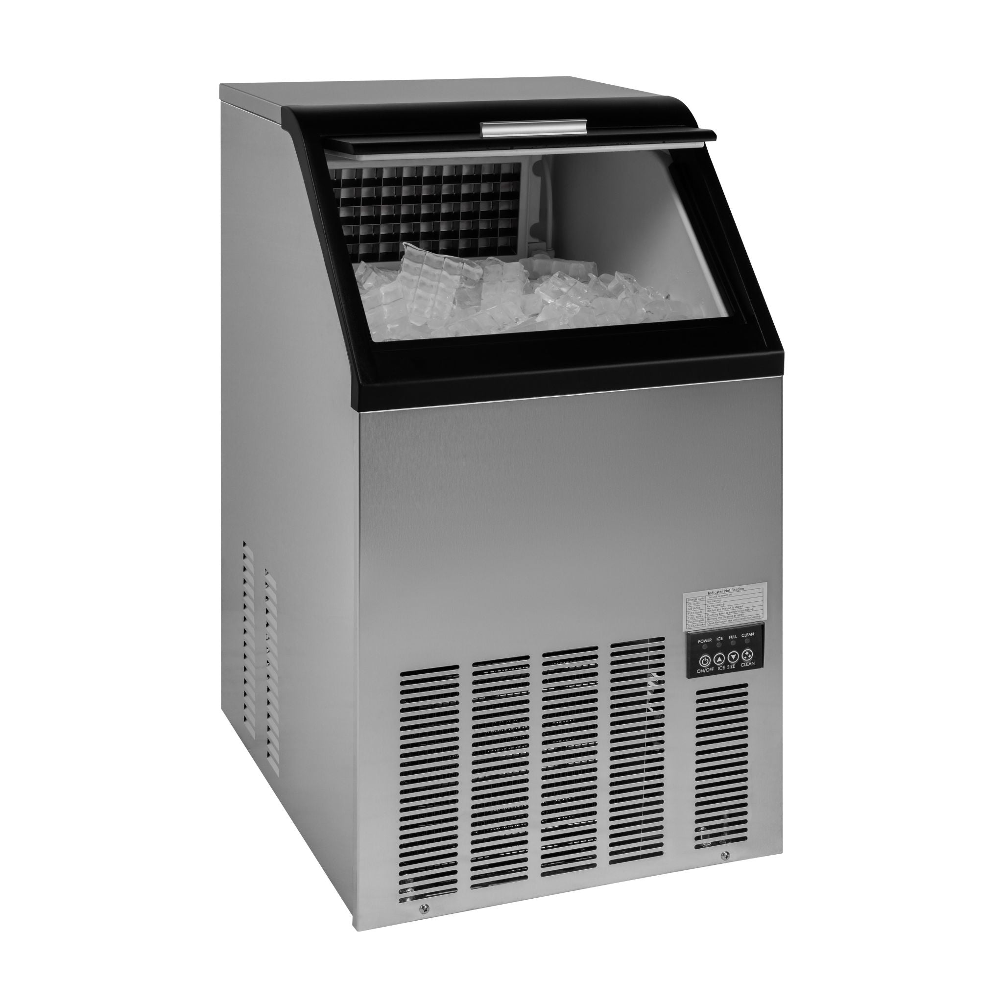 noriota ni80f 80lb ice maker angle left with ice bin full