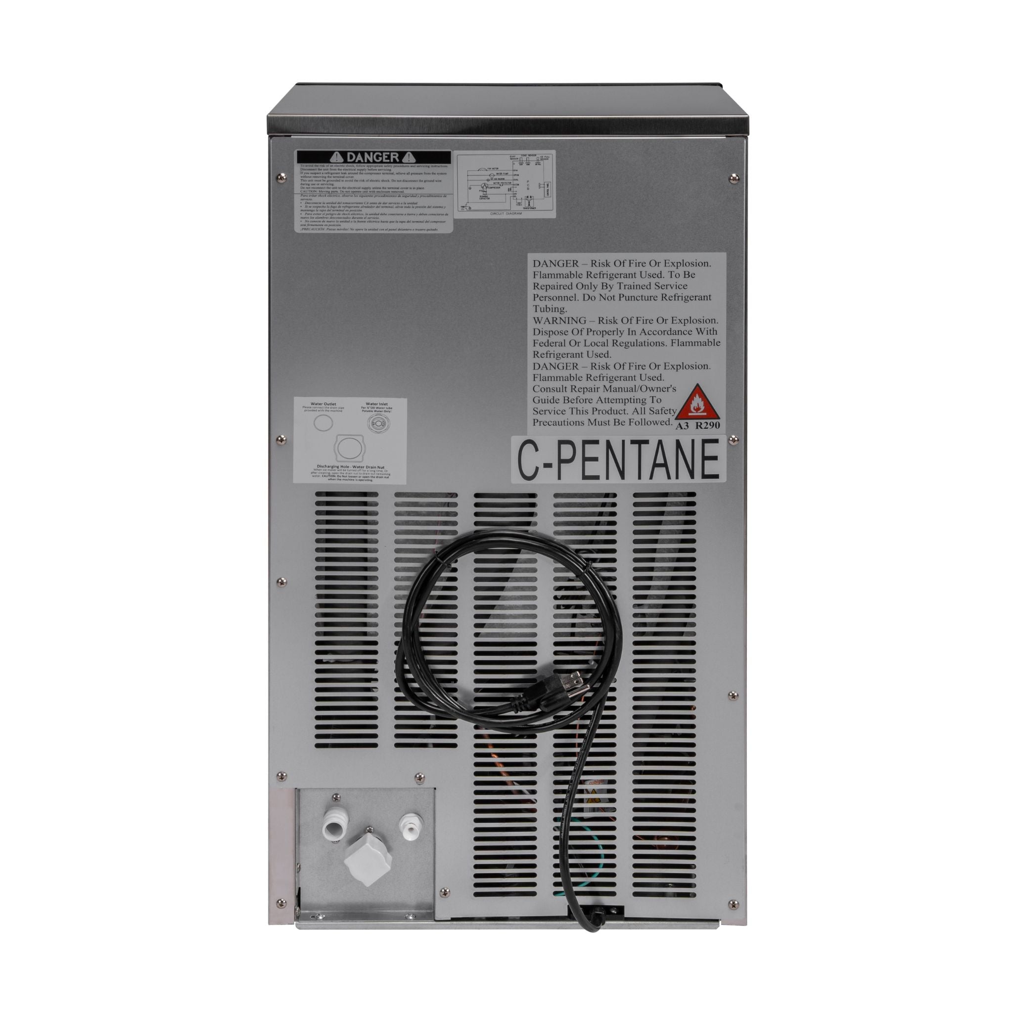 noriota ni80f 80lb ice maker rear view