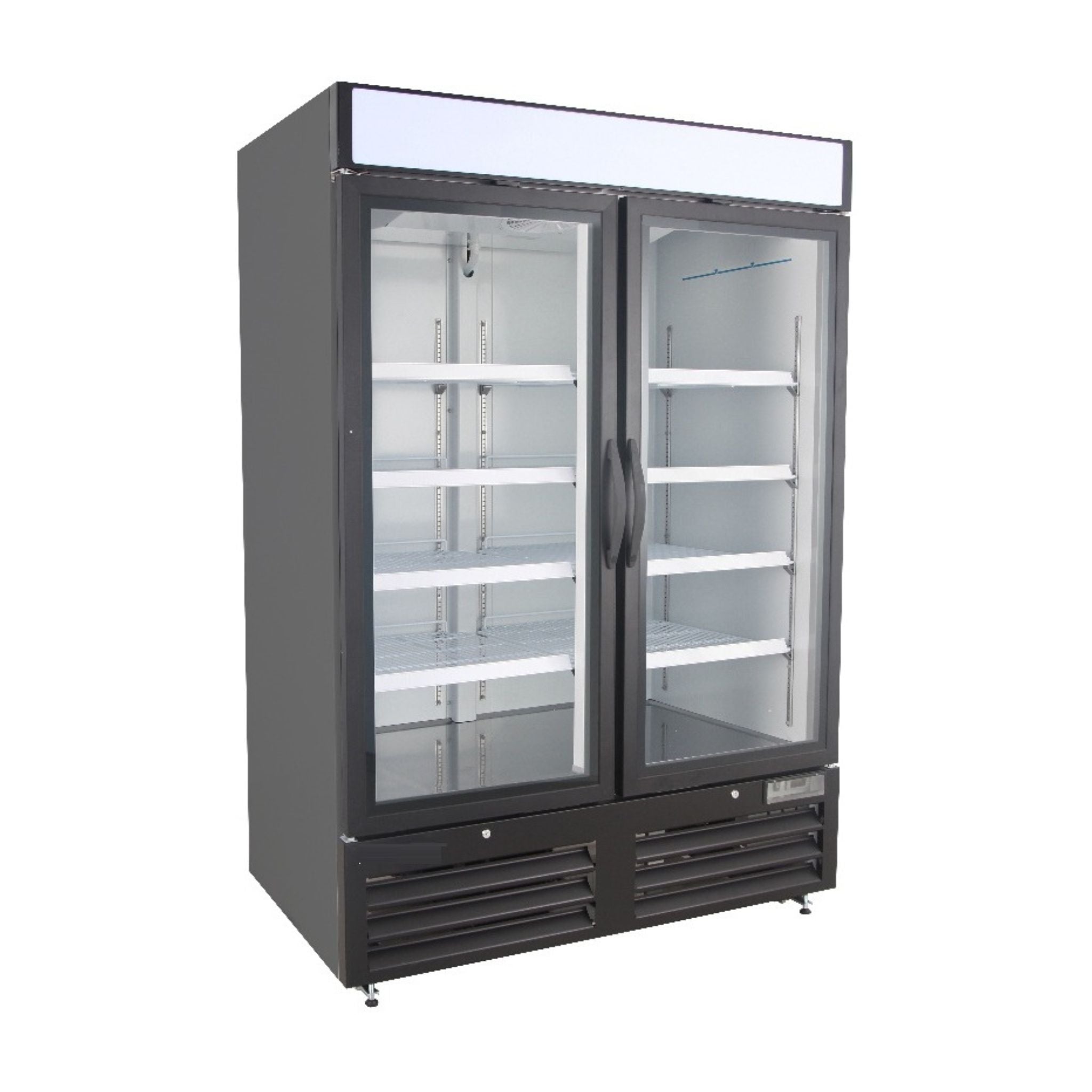 noriota nmf48b commercial freezer merchandiser angled left 