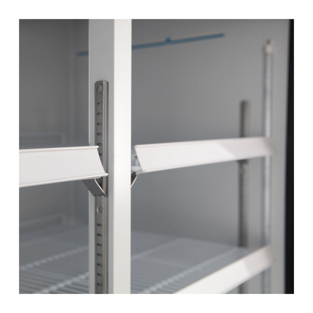 noriota nmf72b commercial freezer merchandiser close up of price tag holders