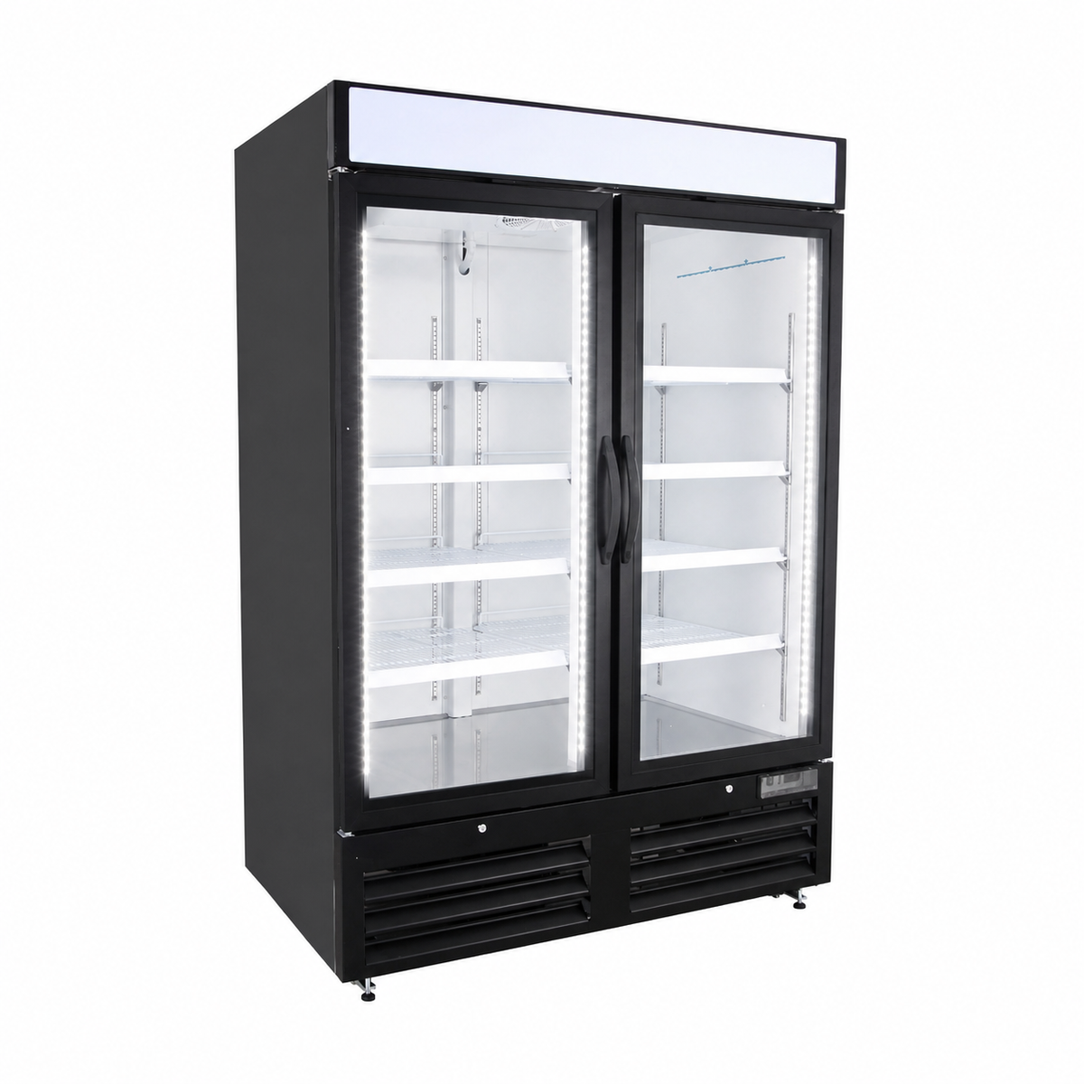 NMR48B Glass Door Refrigerator Merchandiser, 2 Swing Doors, Black