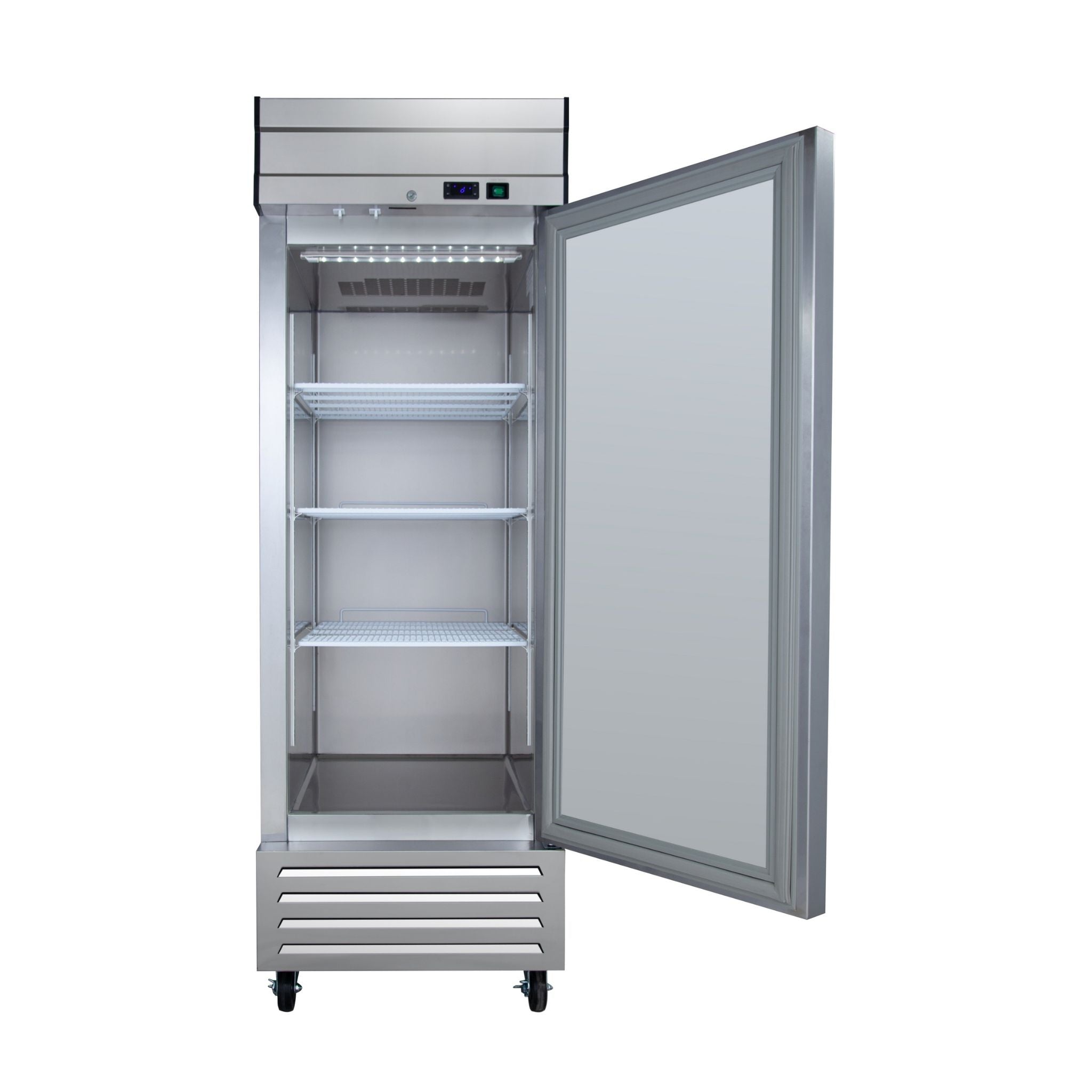 noriota nr23 single door front view door open stainless steel commercial refrigerator 