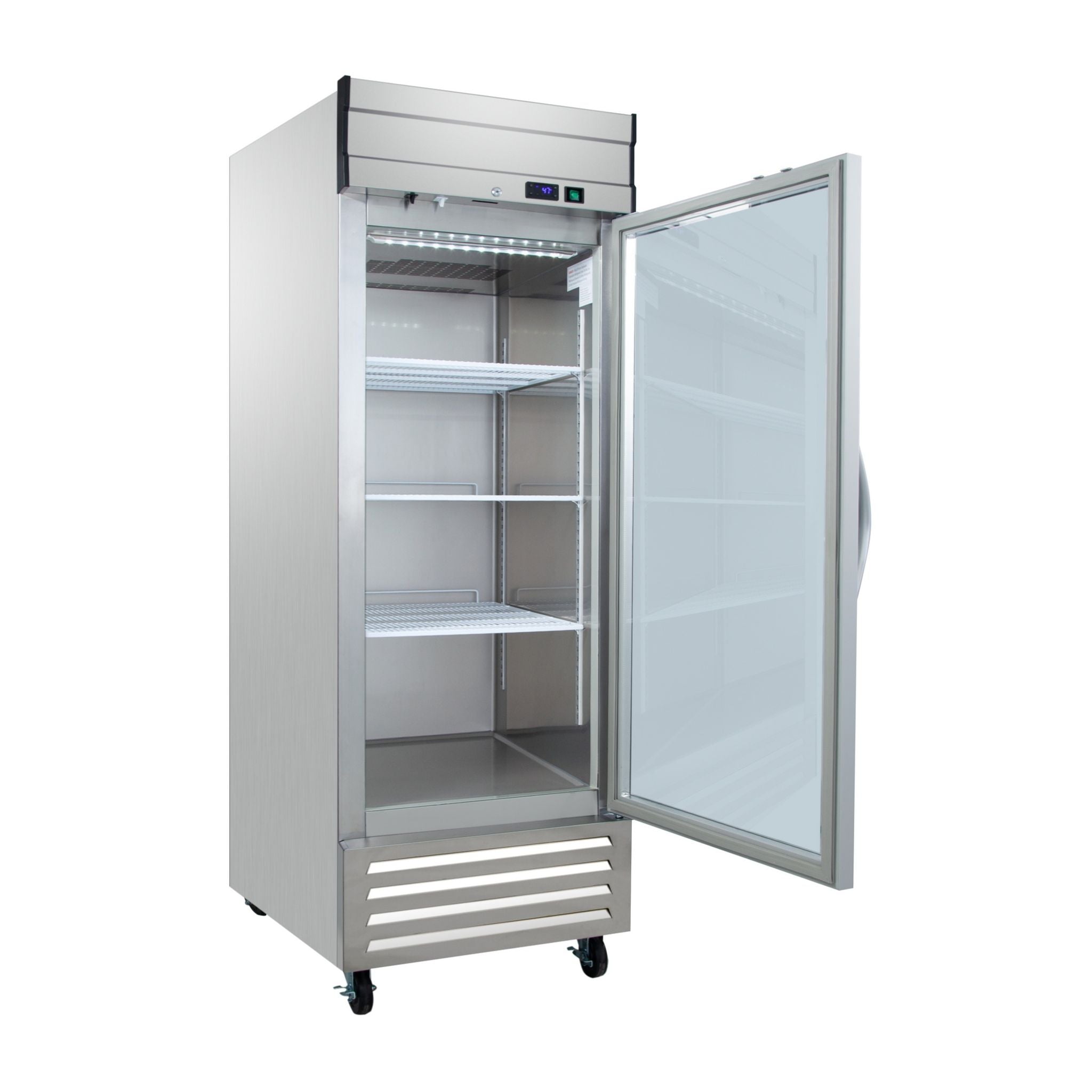noriota nr23g glass single door left side door open stainless steel commercial refrigerator 