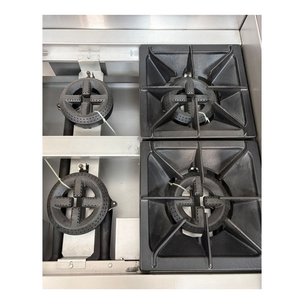 noriota nr24 gas range close up burner removed and on