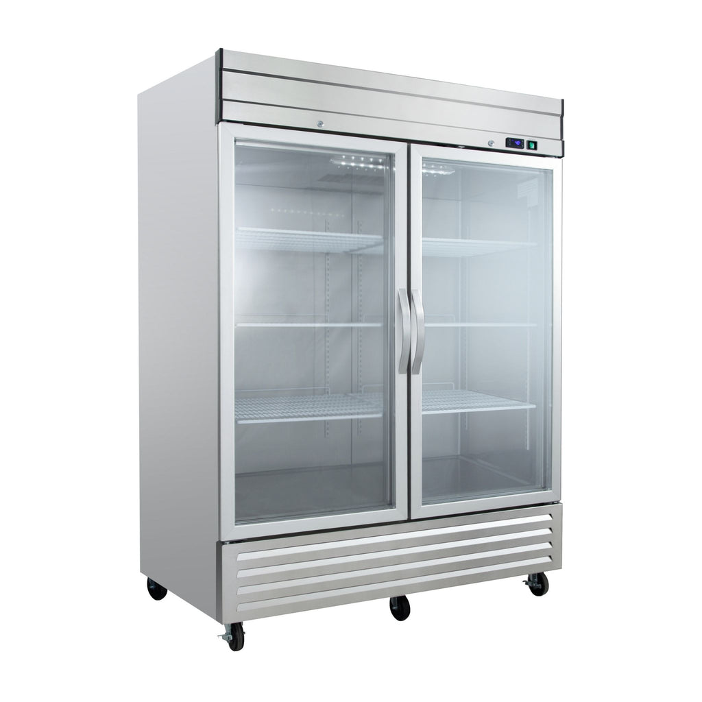 noriota nr49g two glass door angle left  stainless steel commercial refrigerator 